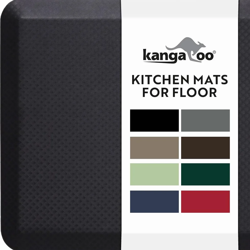 Kangaroo Mata Antypoślizgowa Kuchenna Ergonomiczna Podkładka Podłogowa 39x20 Czarna