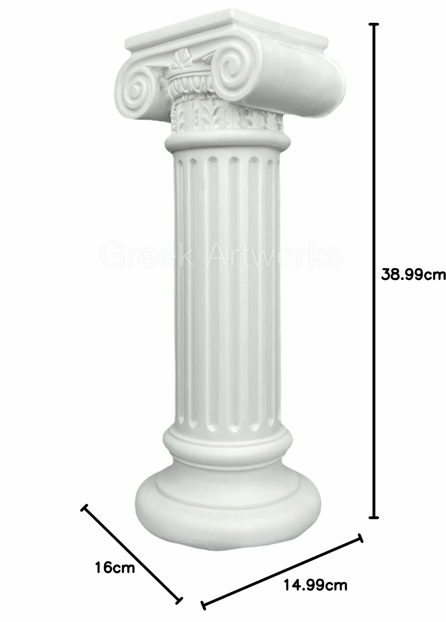 Ręcznie robiona kolumna jonowa grecka rzymska architektura rzeźba wystrój domu biały 39 cm