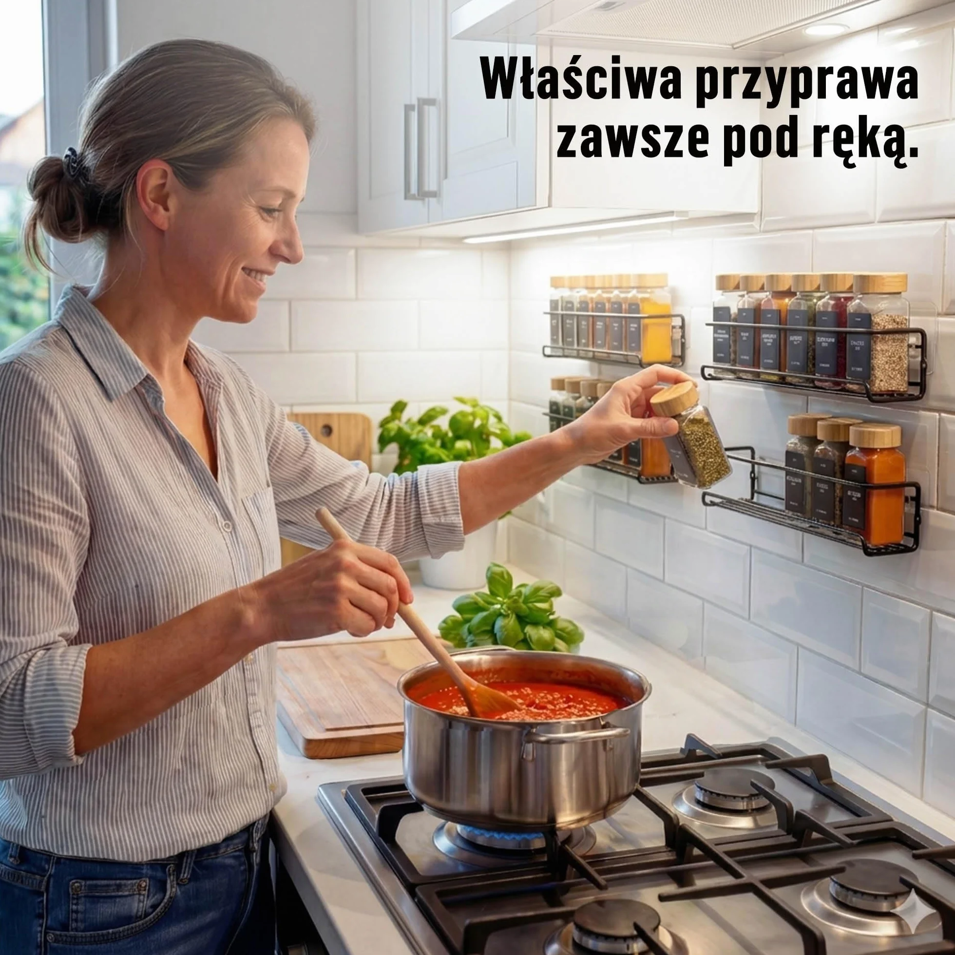 Deco haus Stojak na przyprawy na ścianę bez wiercenia 24 słoiczki 280 etykiet
