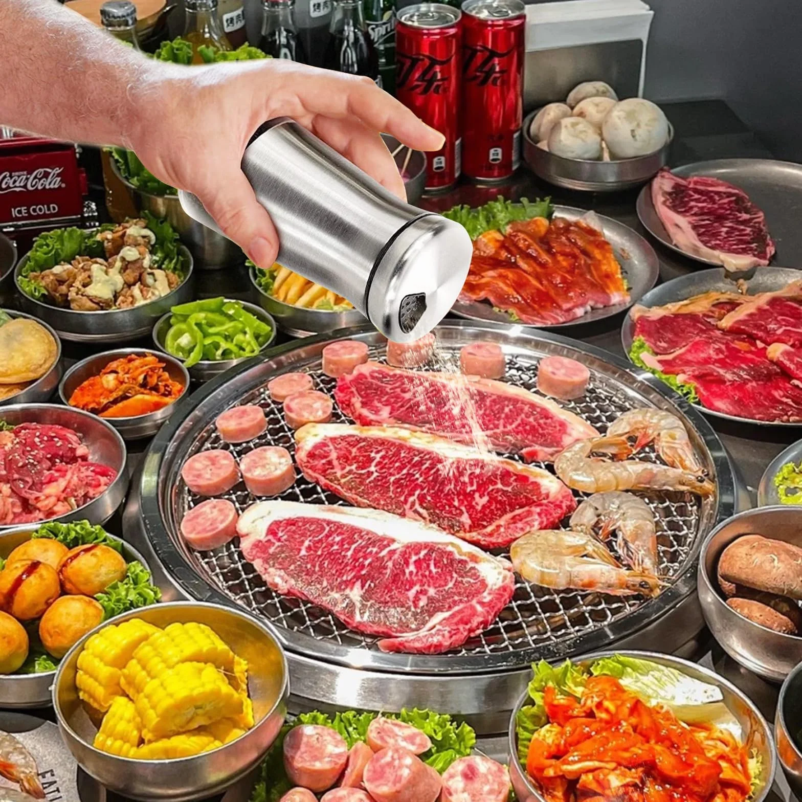 Zestaw solniczki i pieprzniczki, pojemniki na sól i pieprz z regulowanym otworem do nalewania, dozownik przypraw, akcesoria kuchenne do domu, kuchni, restauracji, grilla, BBQ (srebrne)