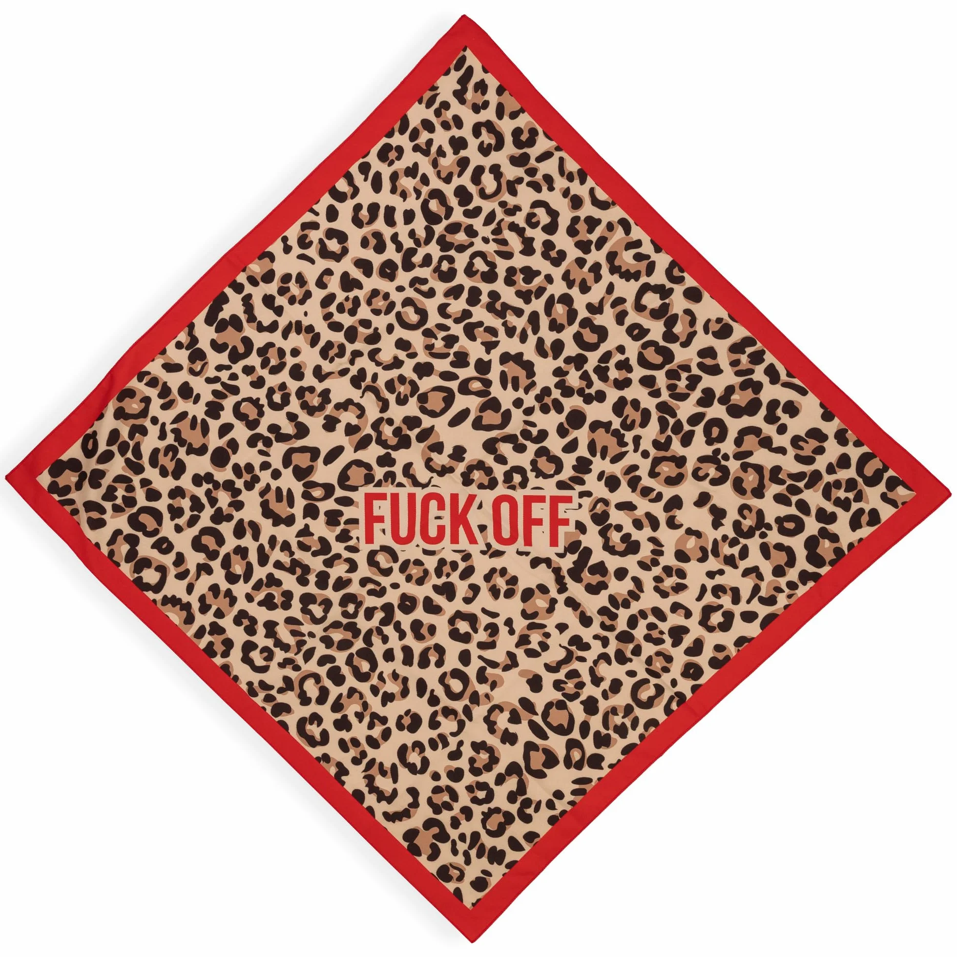 Fisura - Oryginalna damska chusta “f*ck off”, wielofunkcyjna bandana na szyję, włosy lub torebkę, panterkowa czerwono-czarna apaszka 70 x 70 cm, prezent dla kobiety