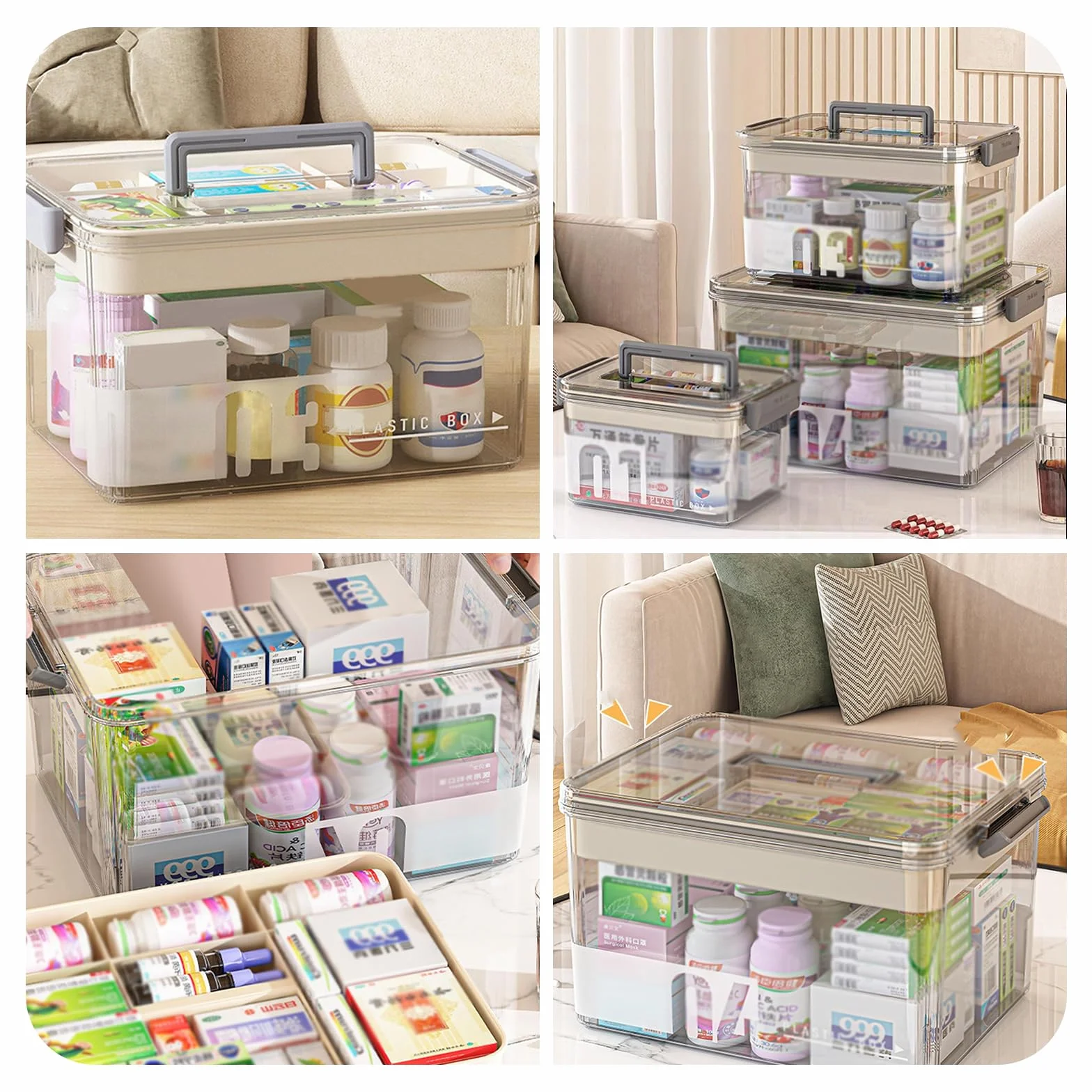 Apteczka domowa pudełko na lekarstwa dwuwarstwowy organizer medyczny 26 x 16 x 15 cm