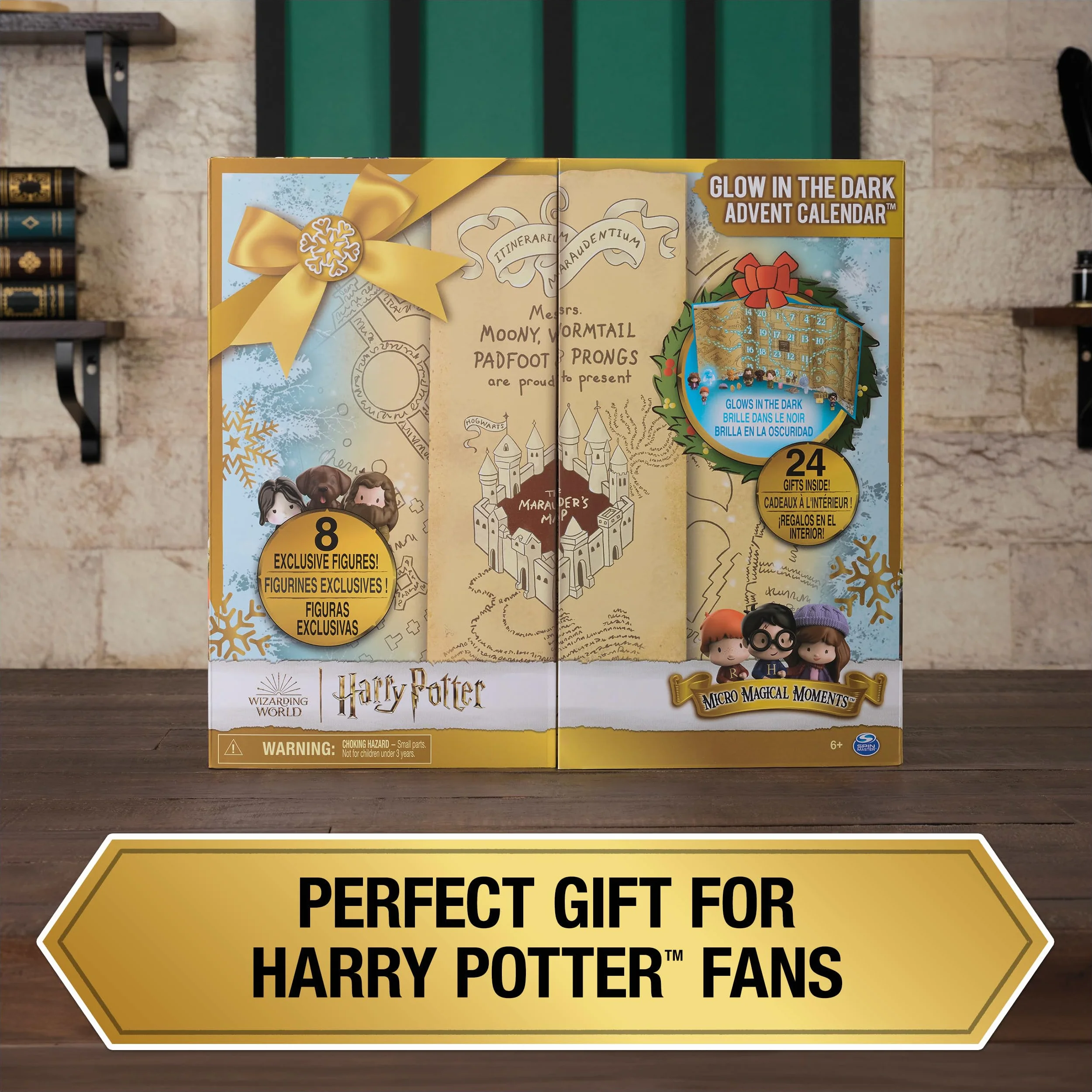 Wizarding World Harry Potter kalendarz adwentowy z mikromagicznymi chwilami świecącymi w ciemności na rok 2024, 24 zabawki niespodzianki, świąteczny kalendarz odliczający dla dzieci od 6 lat
