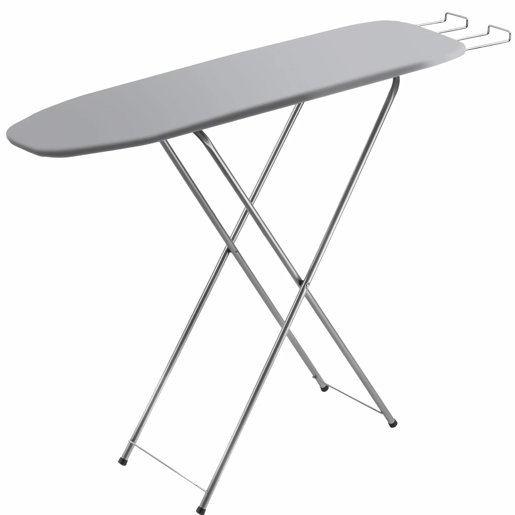 KADAX Deska do prasowania 104 x 30 cm do stacji parowej z wysuwaną podstawką na żelazko i piankową podkładką, oszczędza miejsce po złożeniu, stabilna konstrukcja, szara