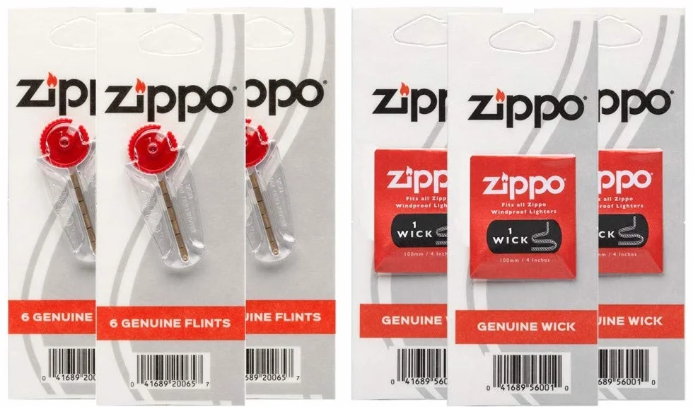 Zestaw 3 knotów i 3 kamieni do zapalniczek benzynowych Zippo