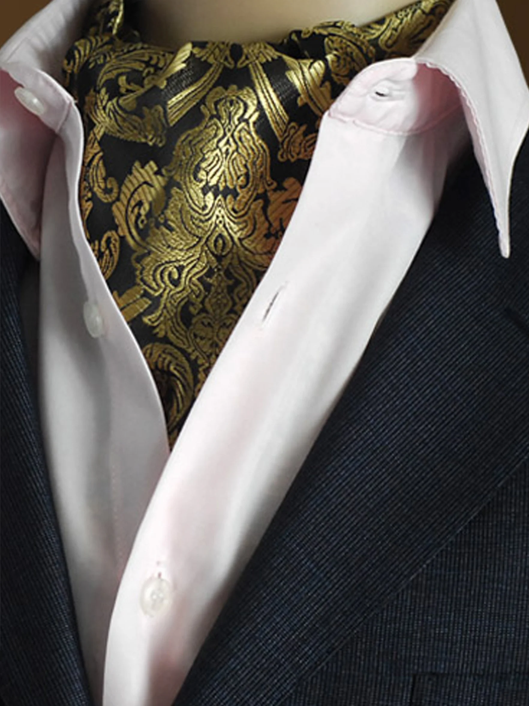 Męski szal krawatowy Ascot krawat szalik Cravat Ties prosty elegancki dla gentleman - Paisley