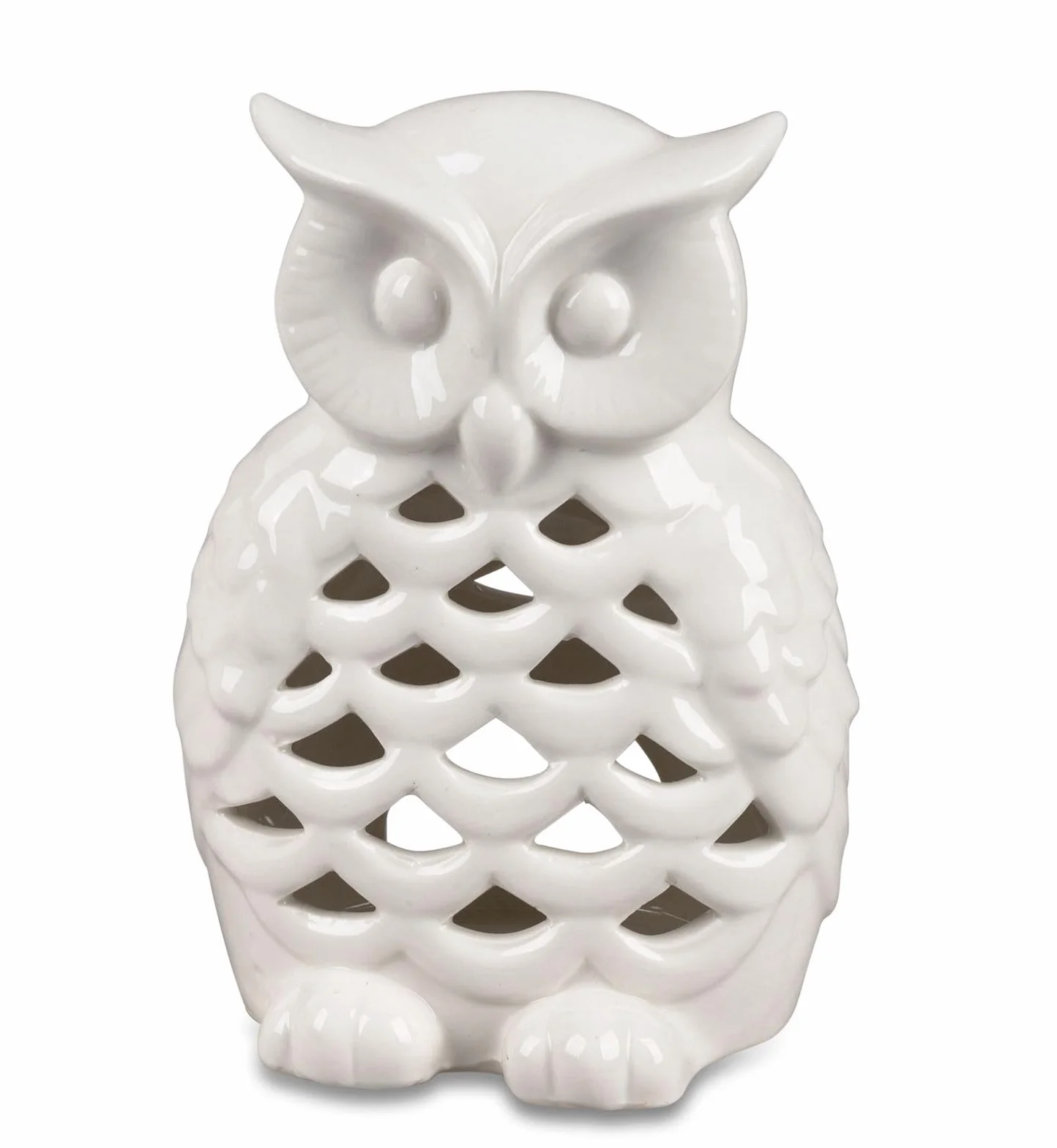 Formano Świecznik sowa 12 cm biały glazurowany porcelana figurka dekoracyjna