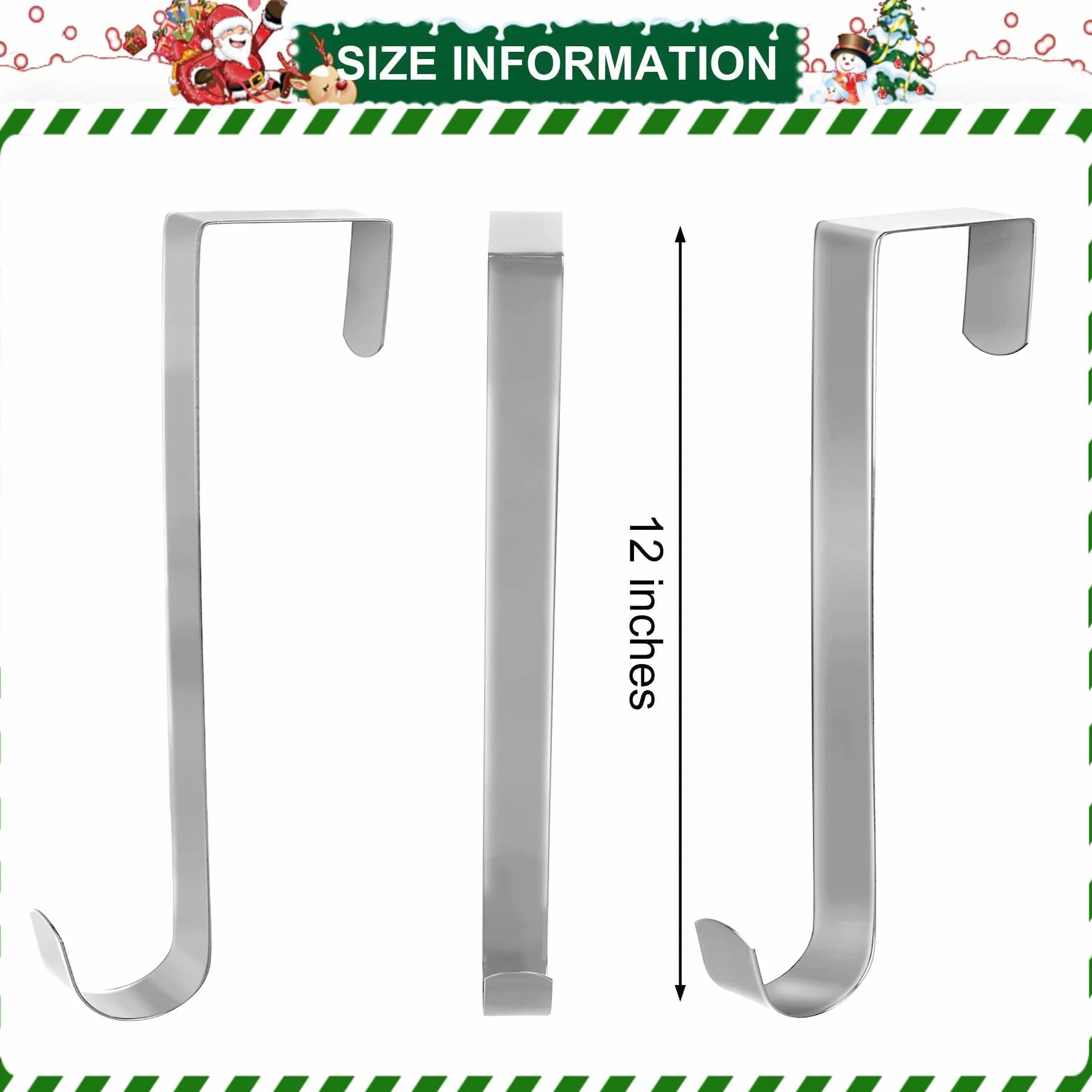 Aodaer 30 cm srebrny wieniec bożonarodzeniowy wieszak na drzwi metalowy wieniec hak antypoślizgowe świąteczne wiszące haczyki na imprezę Boże Narodzenie wakacje dekoracja domu