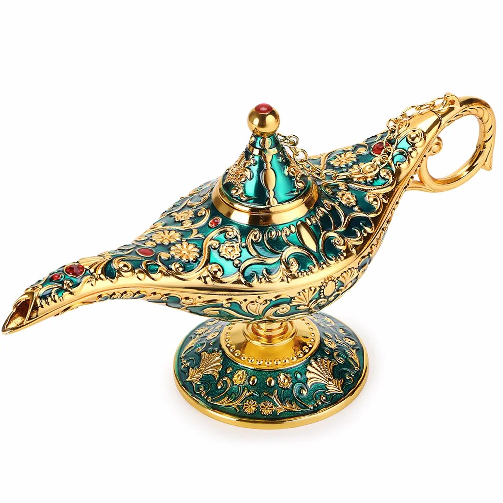 BTSKY Klasyczna luksusowa lampa w magicznym stylu Aladyna z pudełkiem na prezent, wykwintne światło retro Aladyna, cudowna lampa, tekstylia domowe, dekoracja stołu, rzemiosło artystyczne, zielona