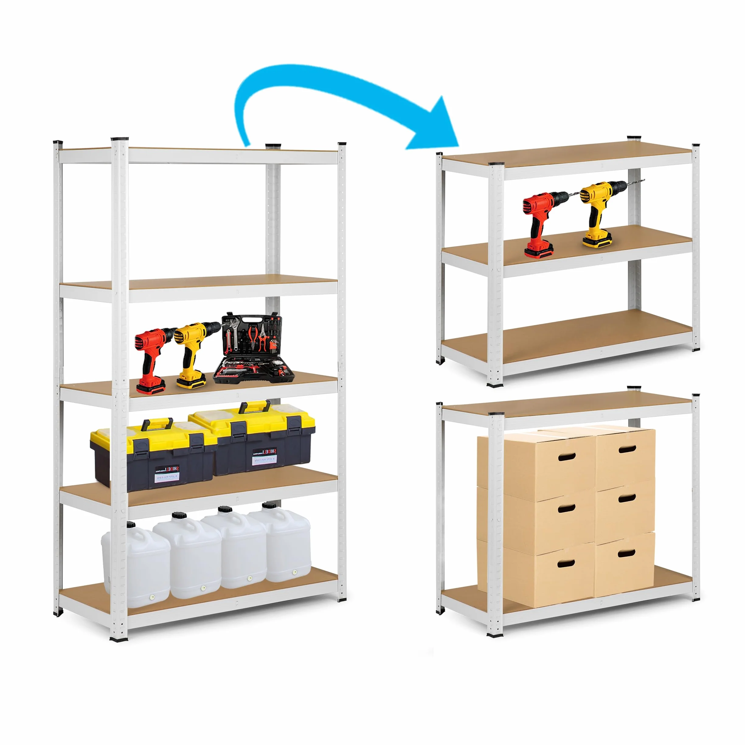 Humberg 4841 Wytrzymały regał z 5 półkami z płyty MDF 150 x 75 x 30 cm biały