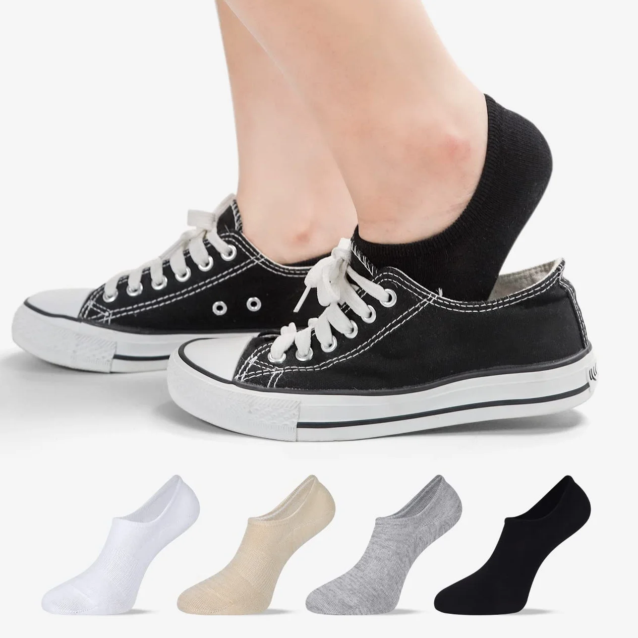 Toes Home Bambusowe skarpety do sneakersów dla kobiet i mężczyzn – 8 par antypoślizgowych skarpet do kostek o niskim kroju Sneaker niewidoczne stopy mokasyny na co dzień buty do łodzi