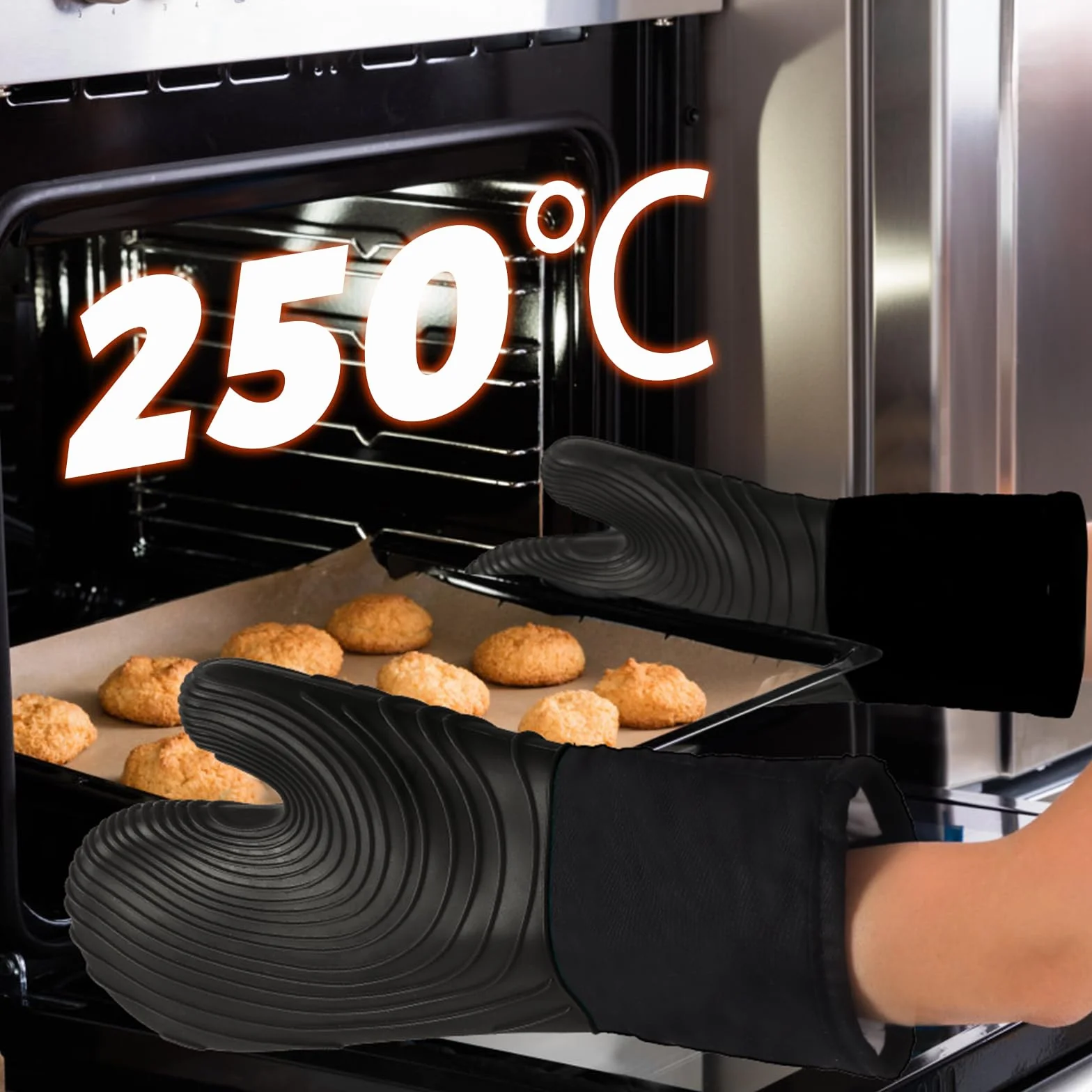Silikonowe Rękawice Do Pieczenia Zestaw 6-Częściowy z Klipsem