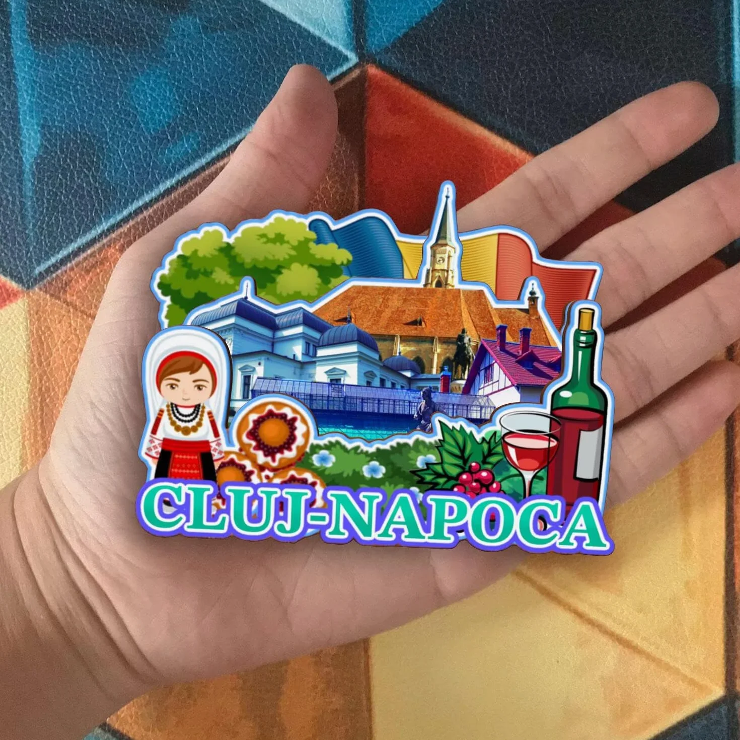 Magnes na lodówkę Cluj-Napoca Rumunia 3D klasyczne zabytki pamiątka z podróży