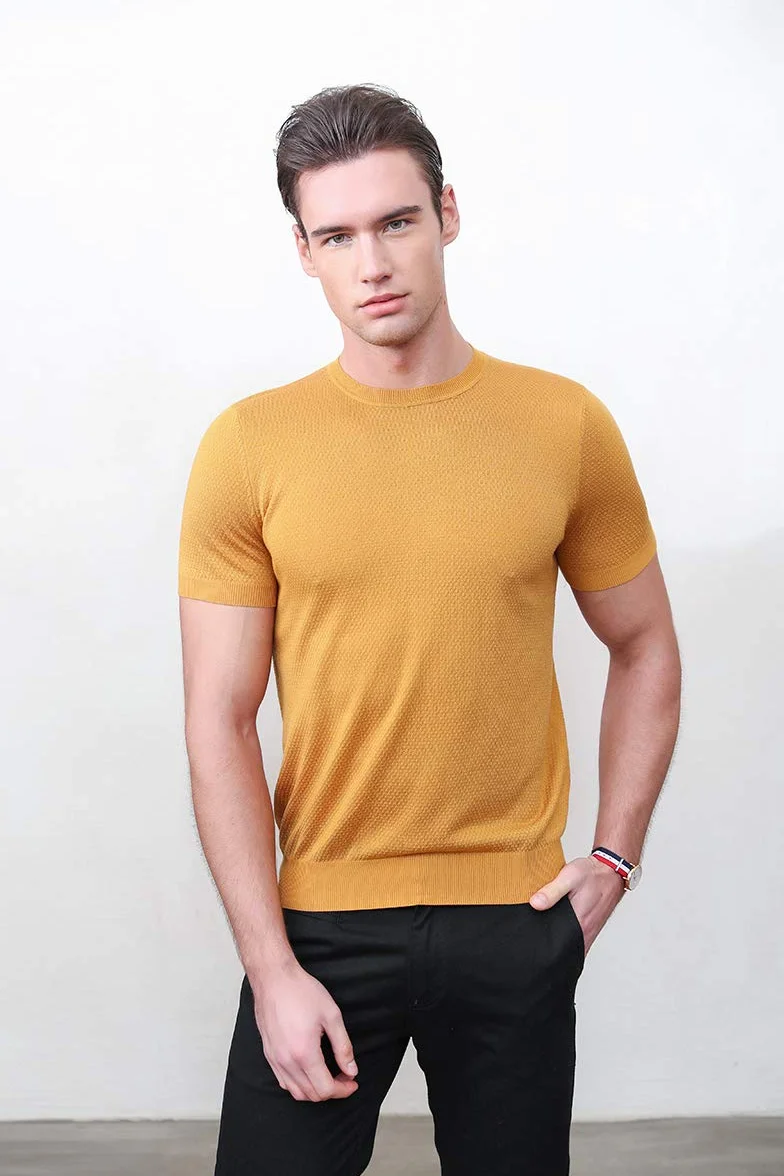 zhili Klasyczne męskie t-shirty z okrągłym dekoltem