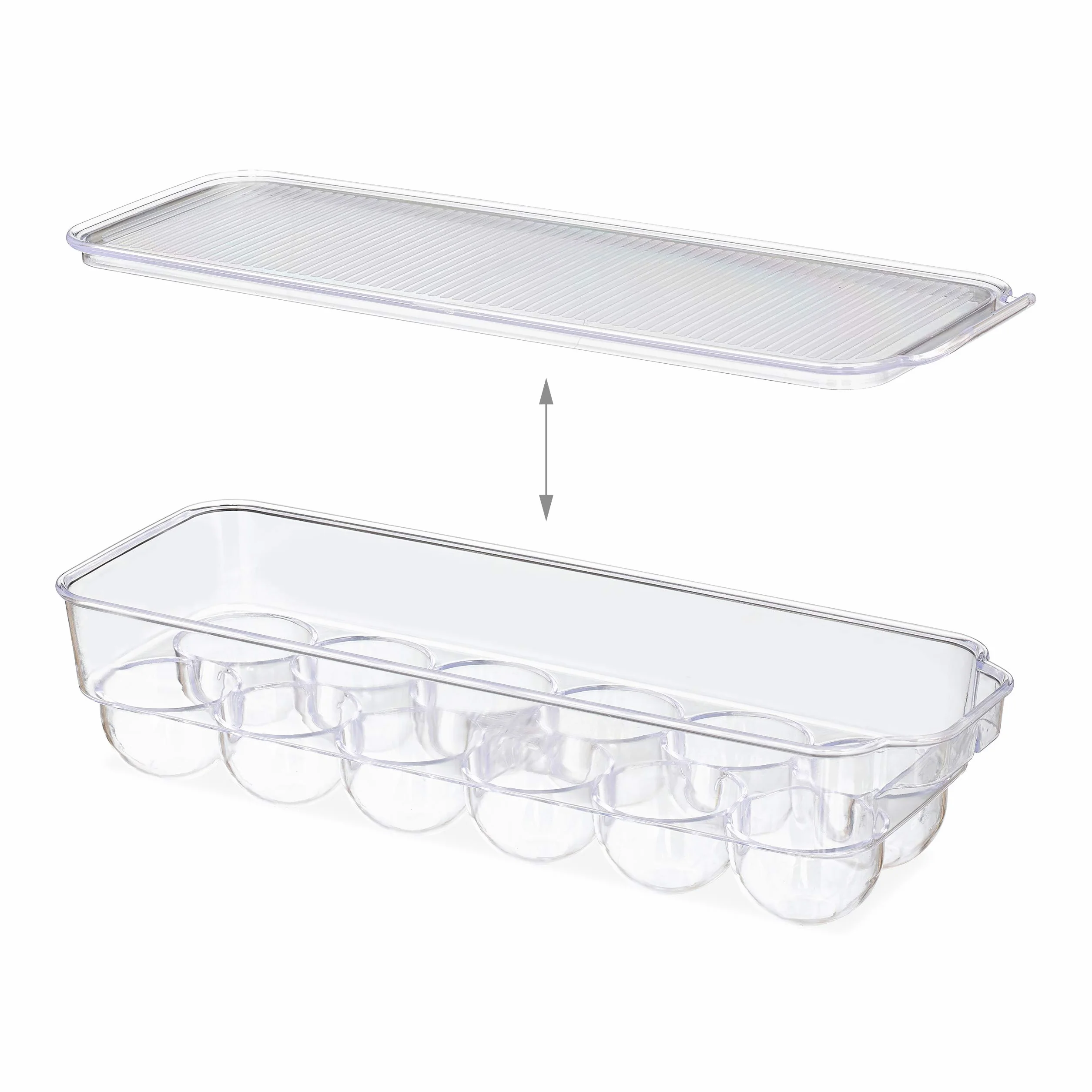 Relaxdays Pudełko na 12 jajek, z pokrywką, można układać w stos, łatwe w pielęgnacji, pojemnik na jajka, tworzywo sztuczne, przezroczyste, 8 x 32,5 x 11,5 cm