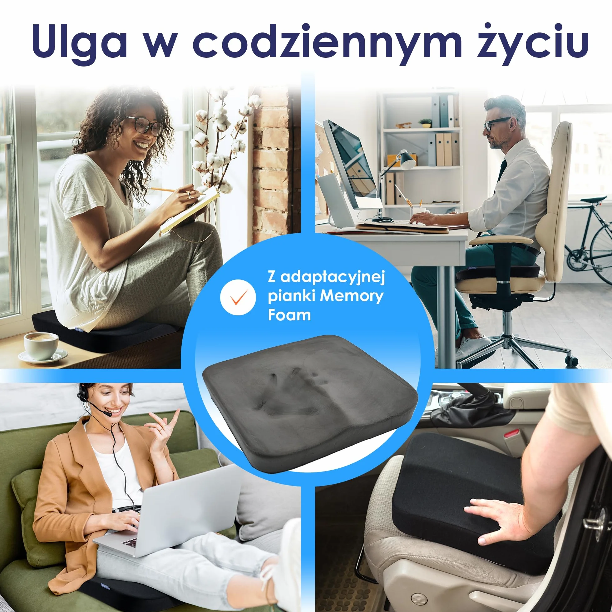 Poduszka Outdoor Na Krzesło Ogrodowe & Balkon - Gruba Pianka Memory 40x40 cm - Wygodna Antypoślizgowa Stabilna - Zestaw 2 lub 4 Sztuki do Wyboru - Jadalnia Kuchnia Salon Ogród Taras - OEKO-TEX