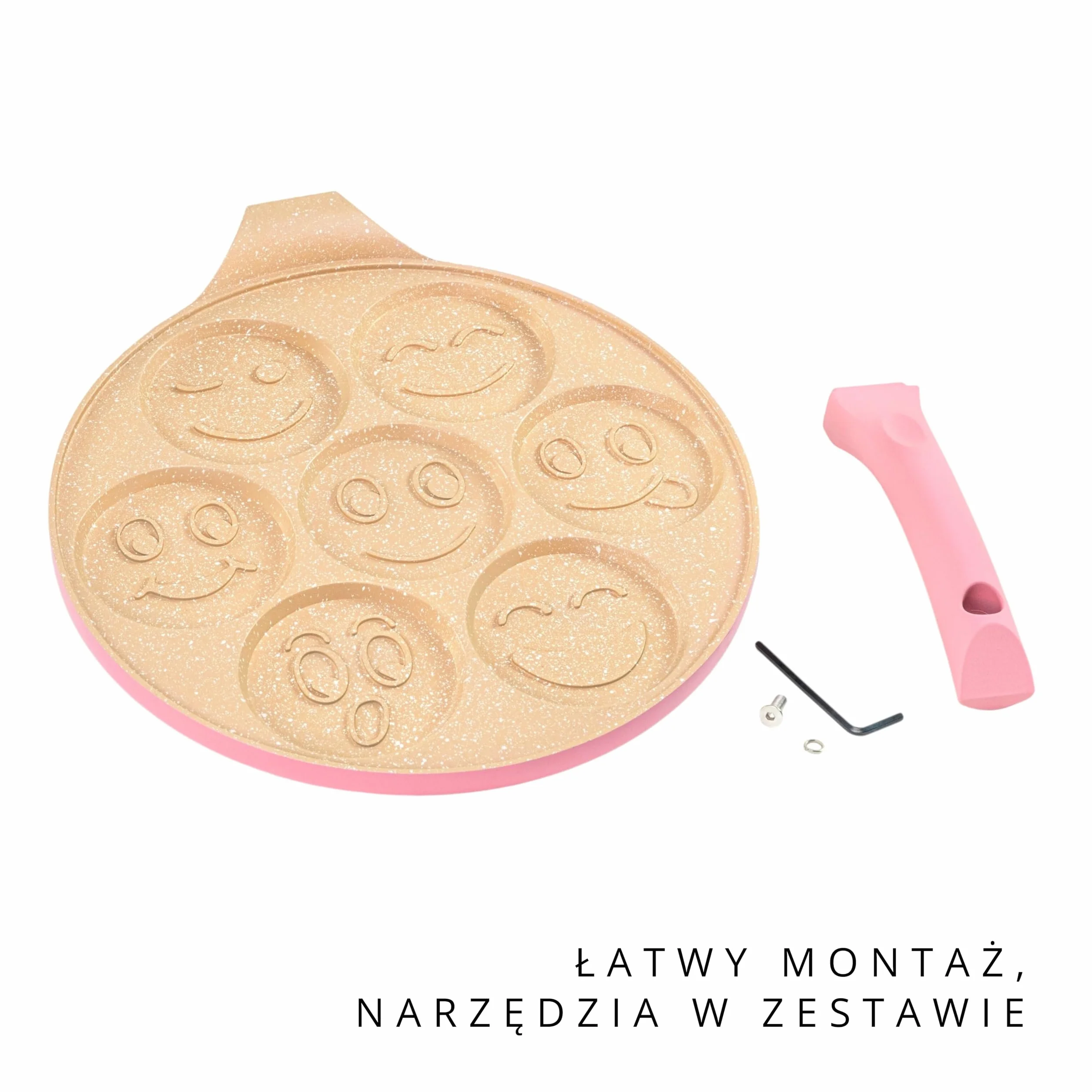 Erreke Patelnia do Naleśników, Patelnia do Crepes, 7 Mini Naleśników Jednocześnie, Podwójna Nieprzywierająca Powłoka, Do Wszystkich Typów Kuchni i Płyt Indukcyjnych, Uchwyt Soft Touch, 26 cm Różowa