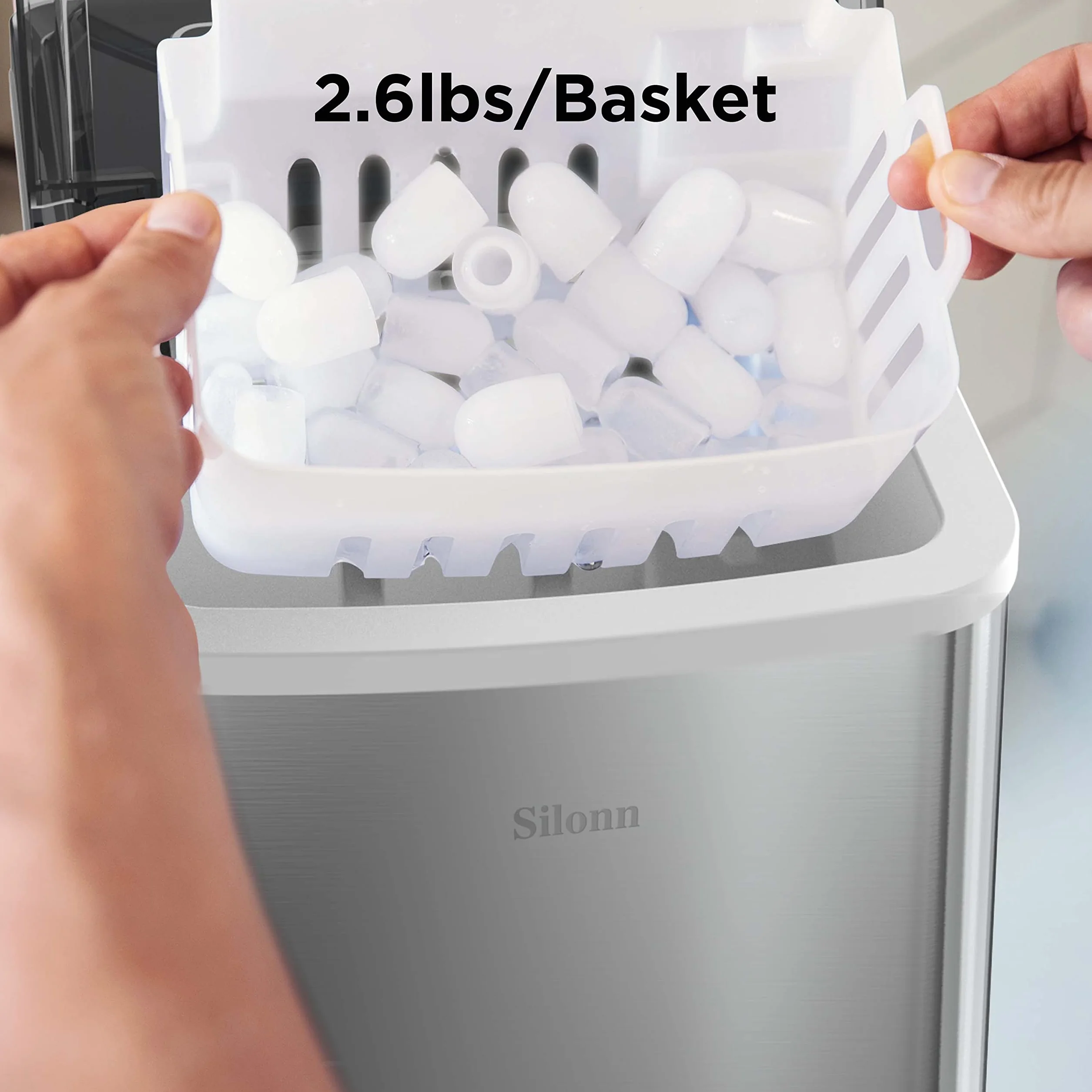 Silonn Blat do robienia lodu, 9 kostek w 6 minut, 11,8 kg/24h, samoczyszcząca, 2 rozmiary lodu kulkowego