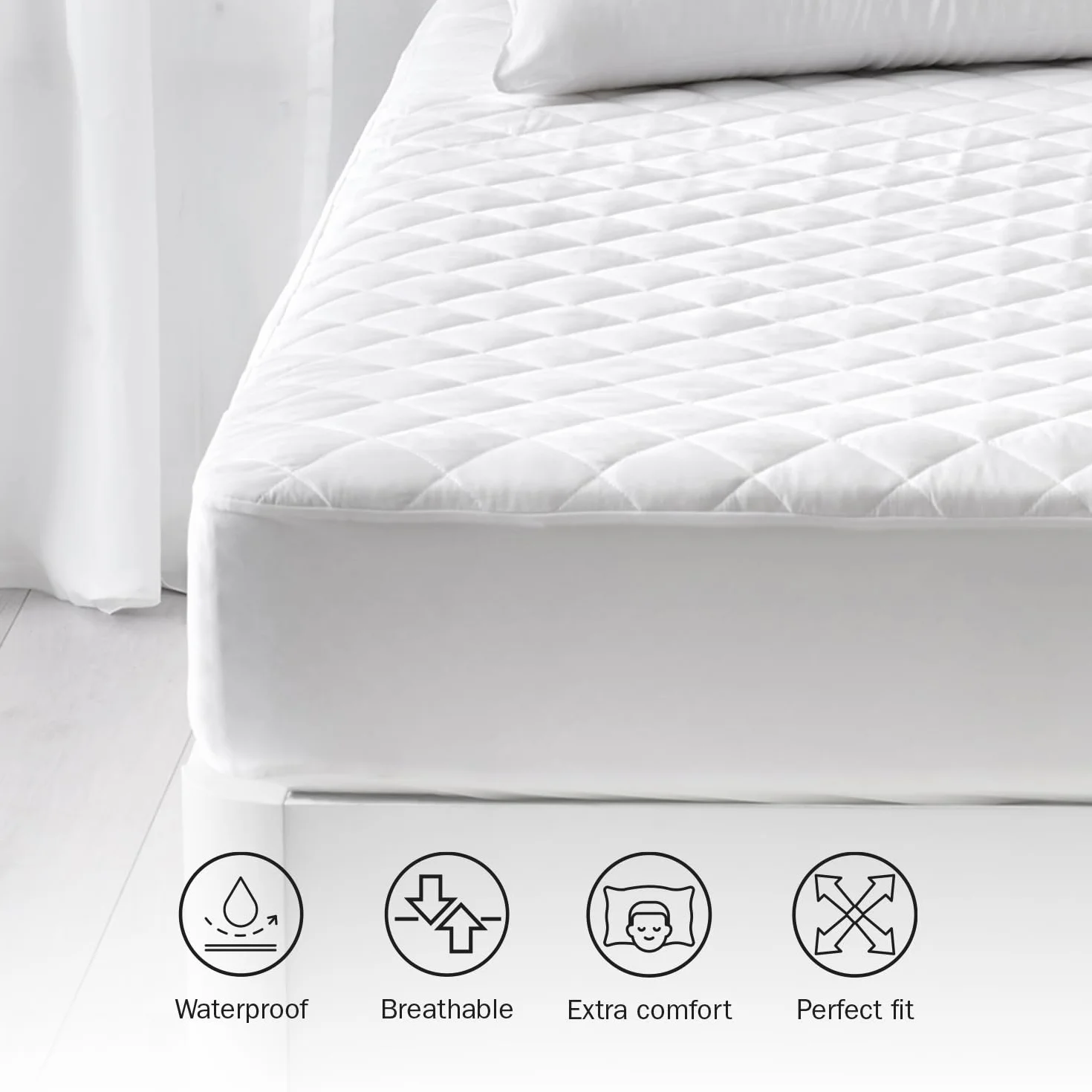 Pikolin Pikowany ochraniacz na materac z włókna, wodoodporny, przeciw roztoczom, biały Cama 140-140 x 190/200 cm, biały