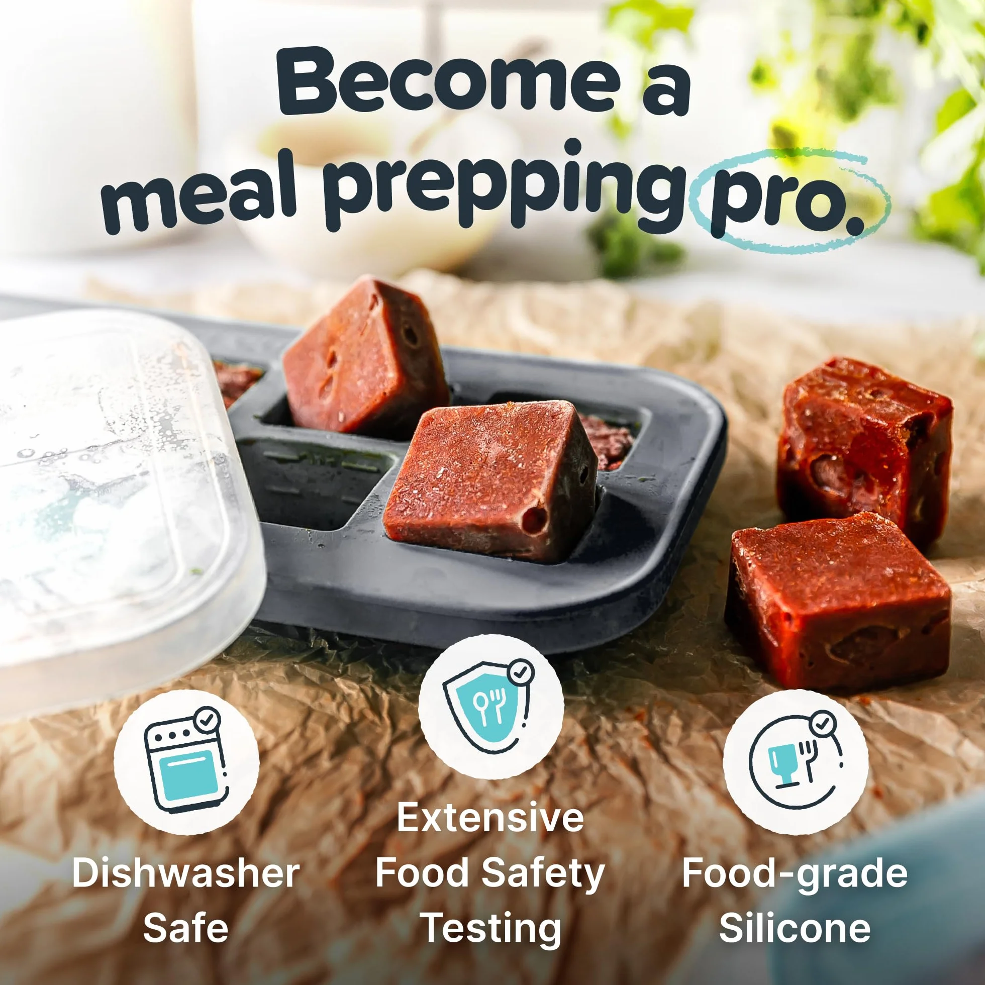 Souper Cubes 2 łyżki stołowe / 28 ml taca do zamrażania z pokrywką, kolor węglowy, opakowanie 2 szt. mrożonej żywności, kostki lodu, żywność dla niemowląt