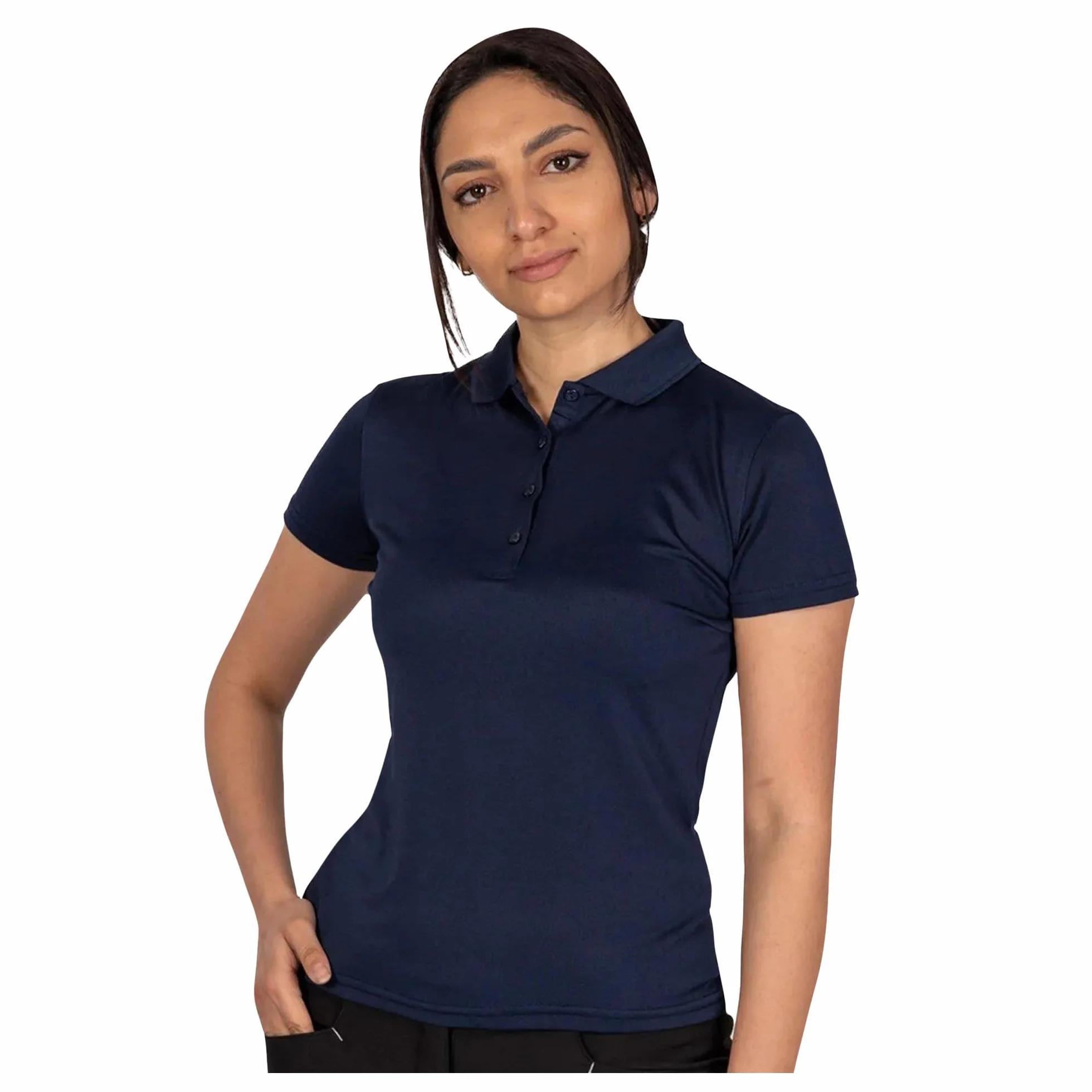 Island Green Damska IGTS1851 Golf Essentials damska wygodne dopasowanie rozciągliwa oddychająca golf sporty Micro Pique koszulka polo, granatowa, 36 EU
