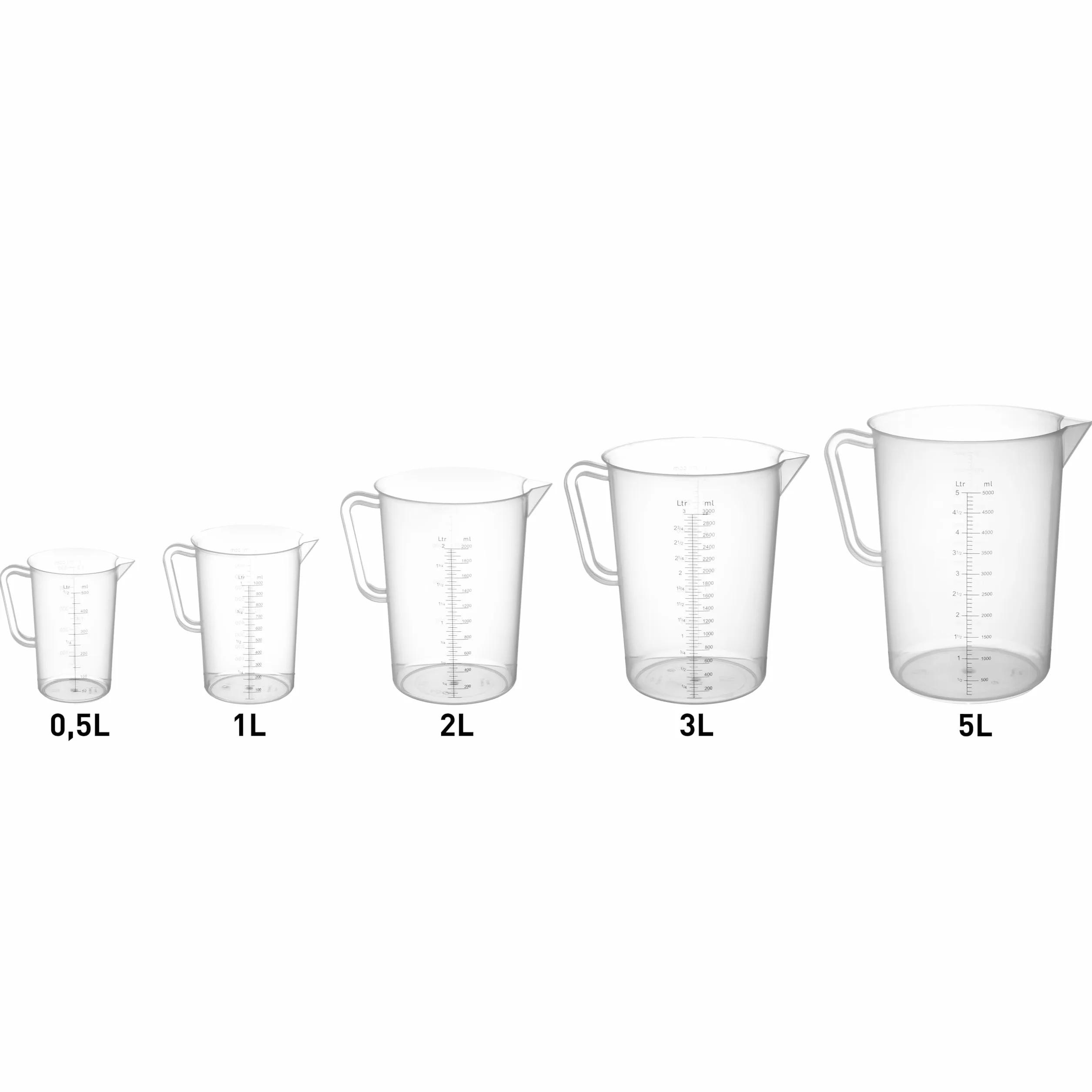 HENDI Miarka, podziałka na boku miarki, ergonomicznym uchwytem, odporny na pęknięcia, kubek miarowy, 0,5L, ø90x(H)140mm, polipropylen, przezroczysty