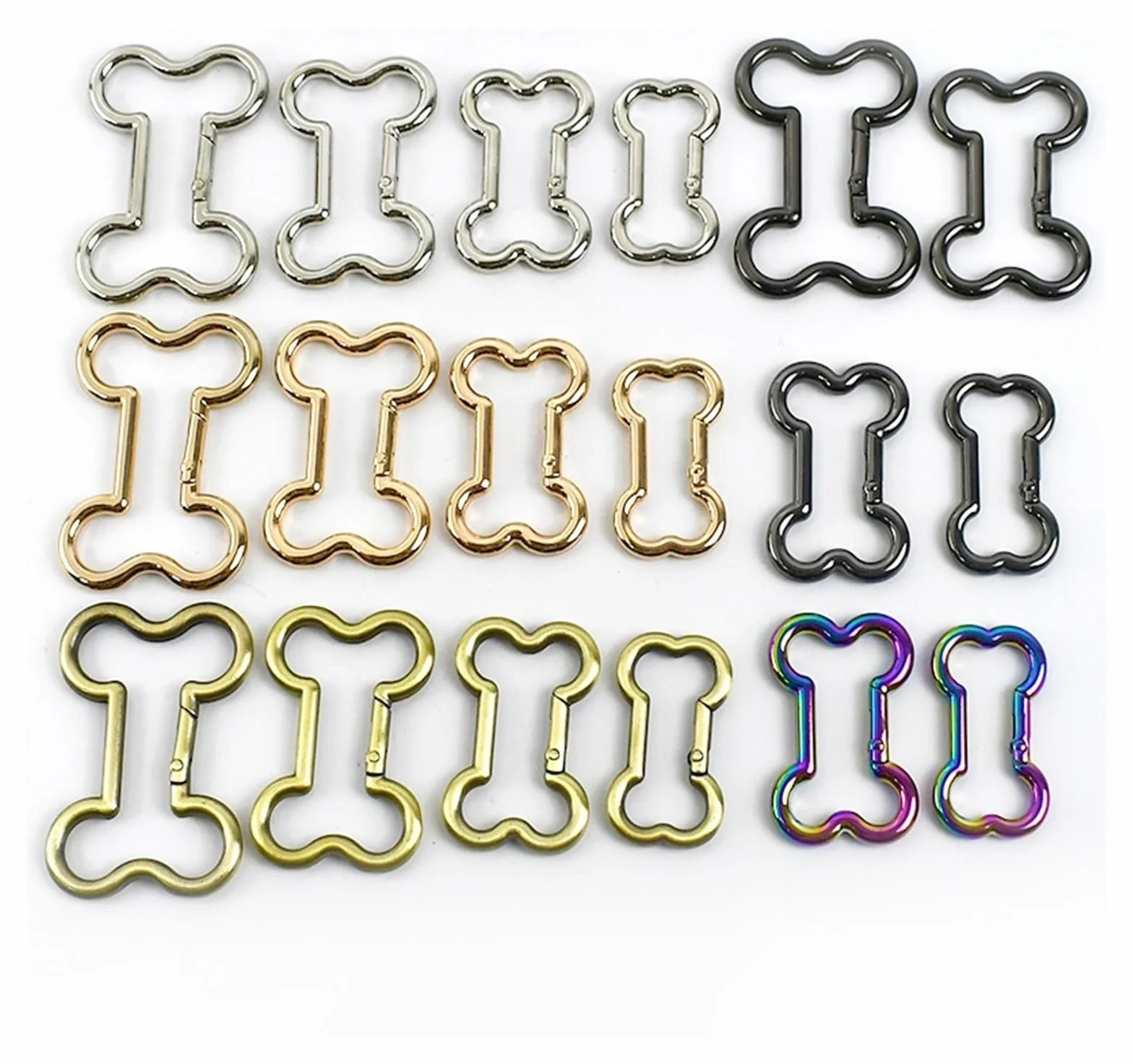Klamry do torebek, 20 szt. Metalowa klamra z kością do zapięcia na pasek torby OD(Brass,38mm)