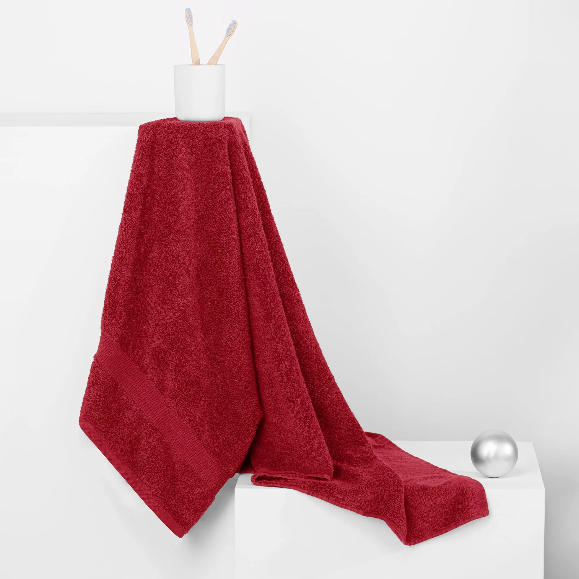 DecoKing Ręcznik dla gości 30 x 50 cm bawełna jakość 525 g/m² ciemnoczerwony czerwone wino czerwony chłonny Marina