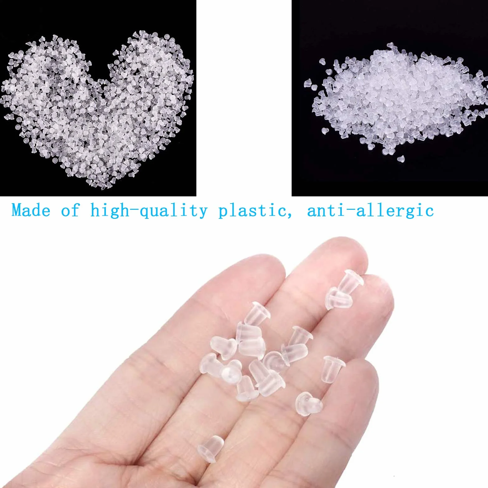 Korek do kolczyków kolczyki przezroczysty gumowy korek bezpieczeństwa Earstop zatyczki do uszu z tyłu białe plastikowe gumowe kolczyki 5 mm x 5 mm (100 sztuk)