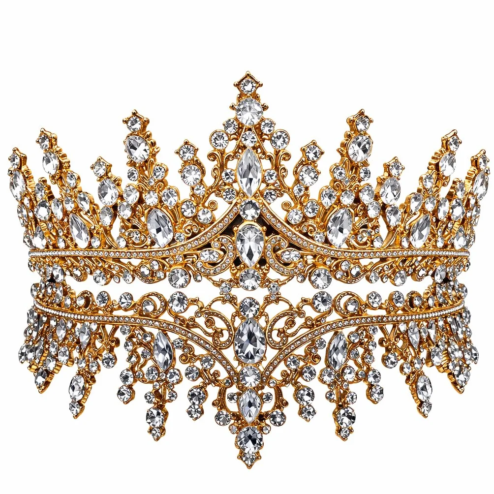 Kryształowa korona dla kobiet – elegancka tiara księżniczki. Precyzyjnie oszlifowany kryształ brylantowy, przyjemny w noszeniu, na wesela, quinceañery, bal absolwentów, rocznice i wiele innych.