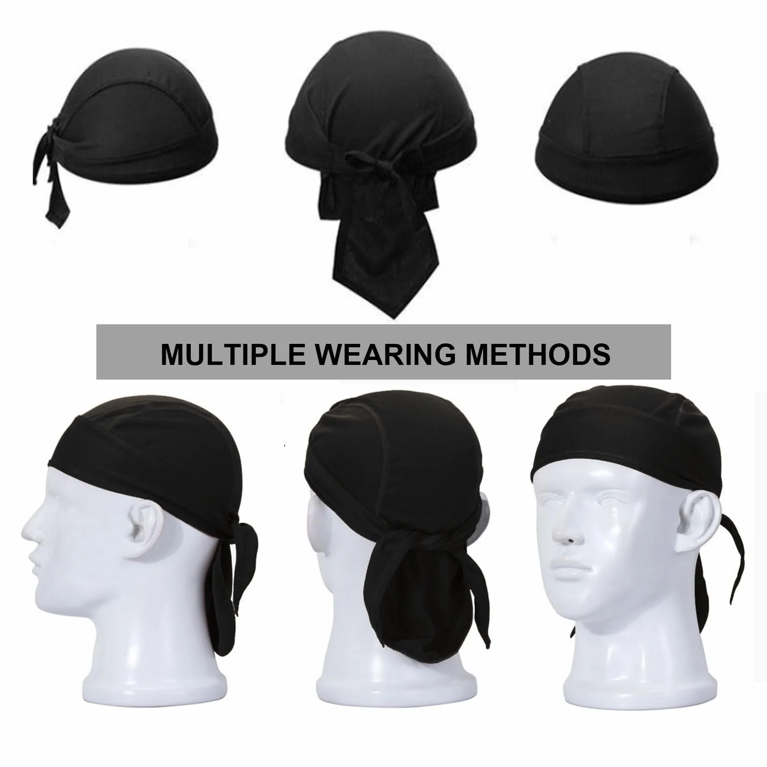 TSHAOUN 3 szt. bandana dla mężczyzn czapka z czaszką, szybkoschnąca sportowa bandana kolarska czapka z czaszką, ochrona głowy anty-UV, opaska na głowę, sport, wędrówki, łyżwiarstwo, jazda na rowerze,