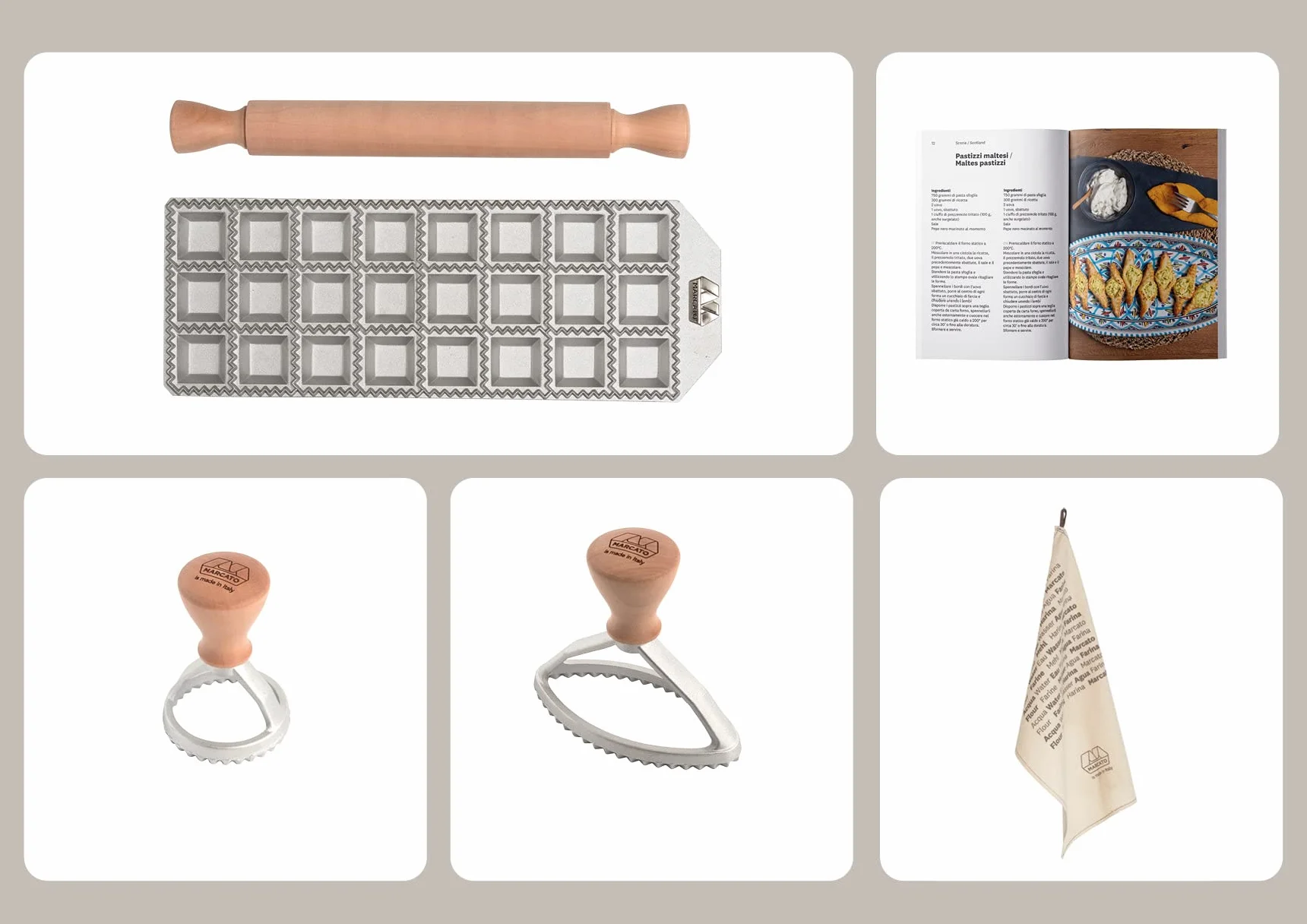 Marcato zestaw do ravioli BP-RAV-DIS aluminium drewno