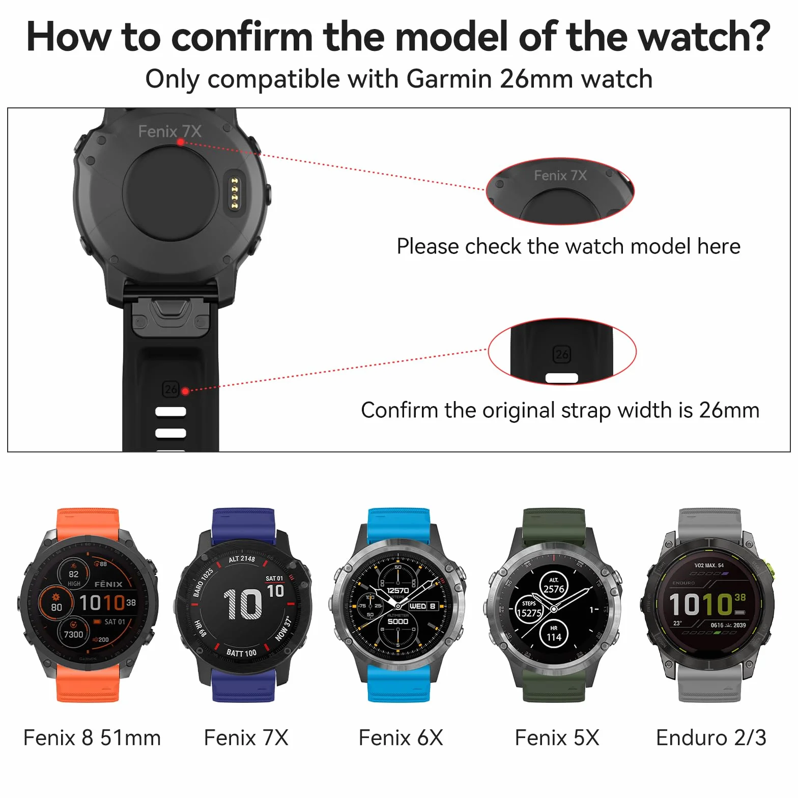 Isabake Pasek do zegarka Garmin Fenix 6X, QuickFit o szerokości 26 mm, kompatybilny z Fenix 6X/6X Pro, Fenix 5X/5X Plus, Fenix 3/3 HR