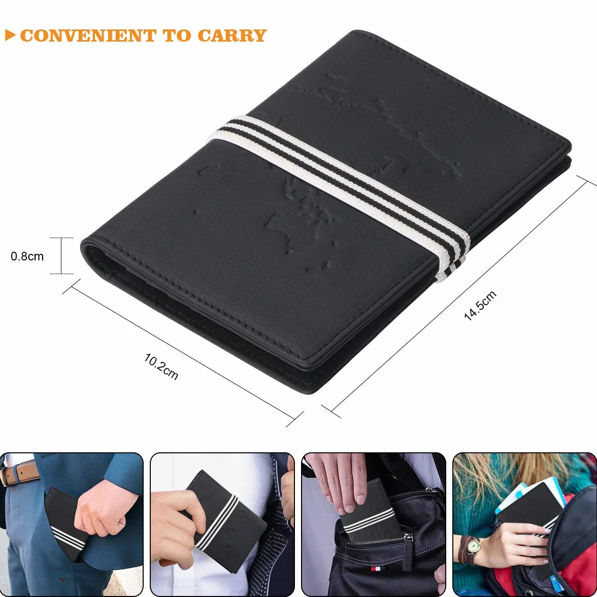 flintronic Etui na paszport, skórzane, z blokadą RFID, etui ochronne na paszport, karty kredytowe, dowód osobisty i dokumenty podróżne, #1 czarny, Normal, 3 EU