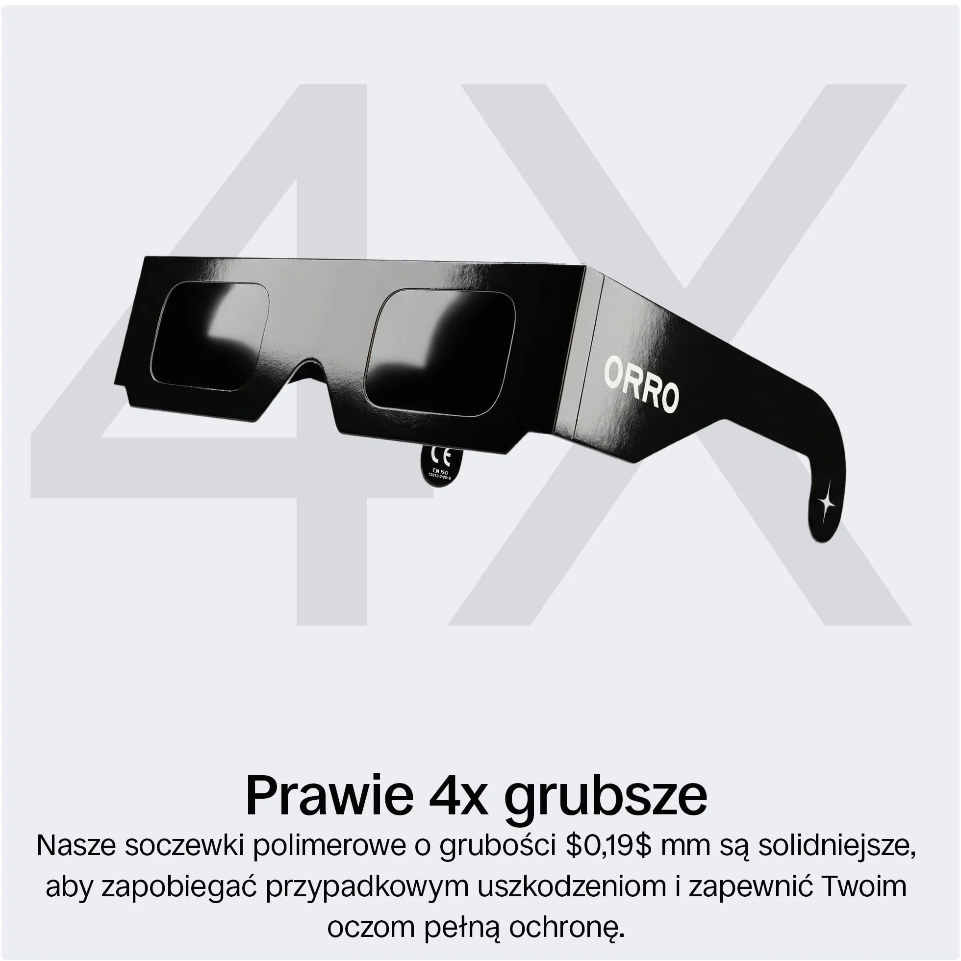 ORRO Classic Okulary do Zaćmienia Słońca 2 Sztuki na 12 Sierpnia 2026, Certyfikowana Ochrona Oczu, EN ISO 12312-2:2015 Testowane, Oznakowane CE do Bezpiecznego Obserwowania Słońca
