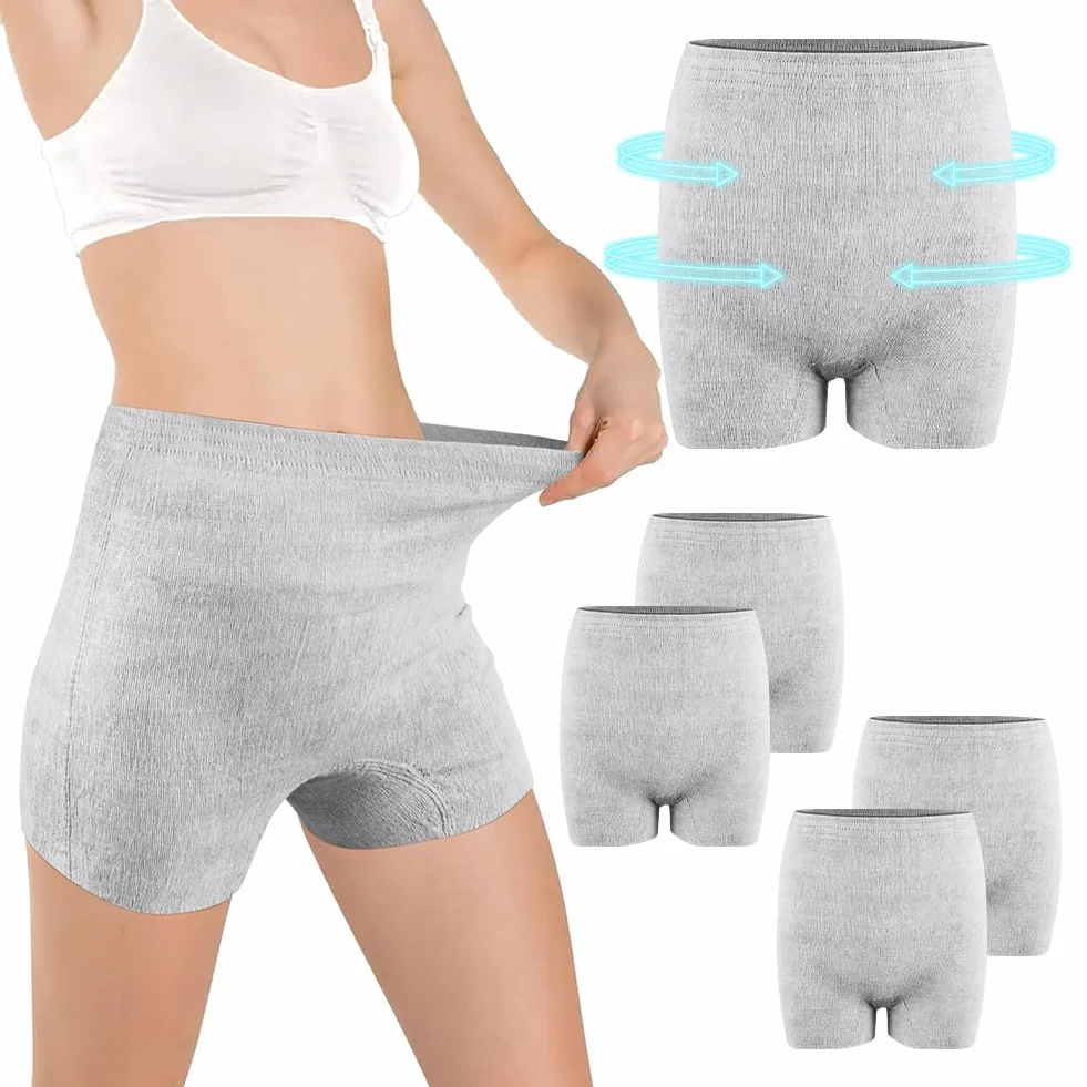ACWOO Majtki jednorazowe poporodowe, damska bielizna ciążowa z wysokim stanem, majtki typu boyshort z mikrofibry, super miękkie, oddychające, rozciągliwe majtki ciążowe po urodzeniu, bezszwowe