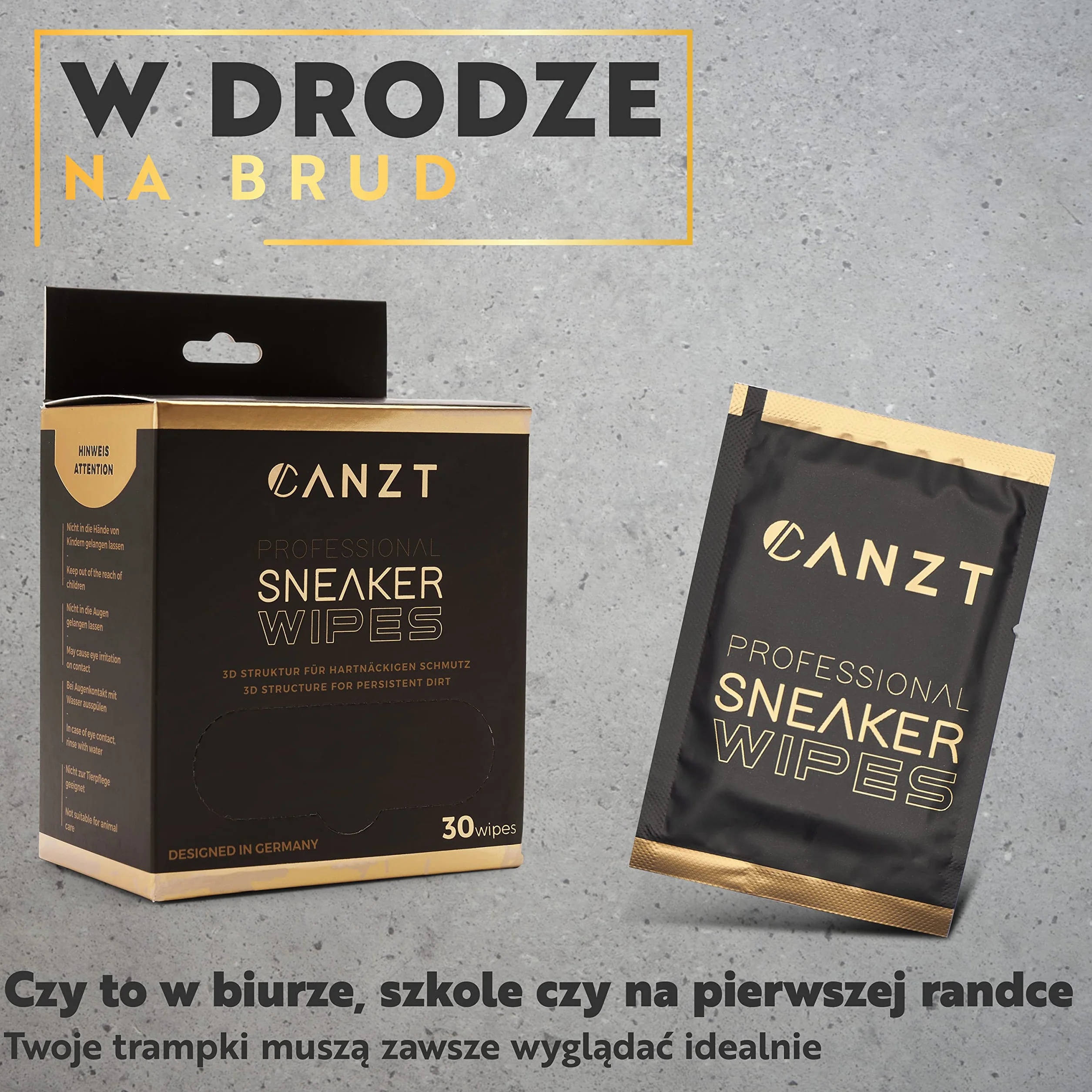 Canzt Sneaker Wipes – Chusteczki do czyszczenia butów i sneakersów – 30 szt. do skóry, zamszu, nubuku, tkanin – idealne do białych butów