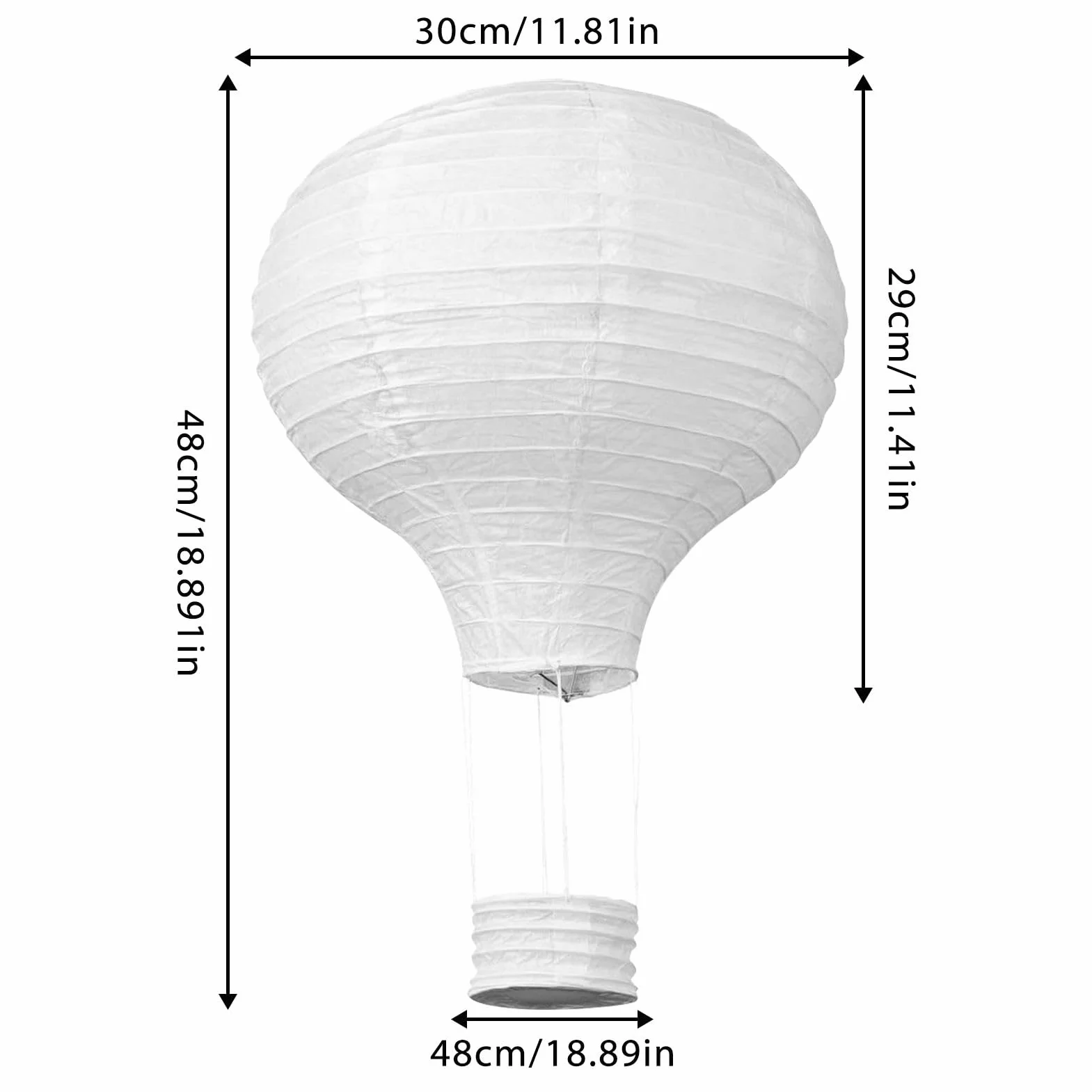 Papierowy lampion okrągły 30 cm biały balon na gorące powietrze dekoracyjny