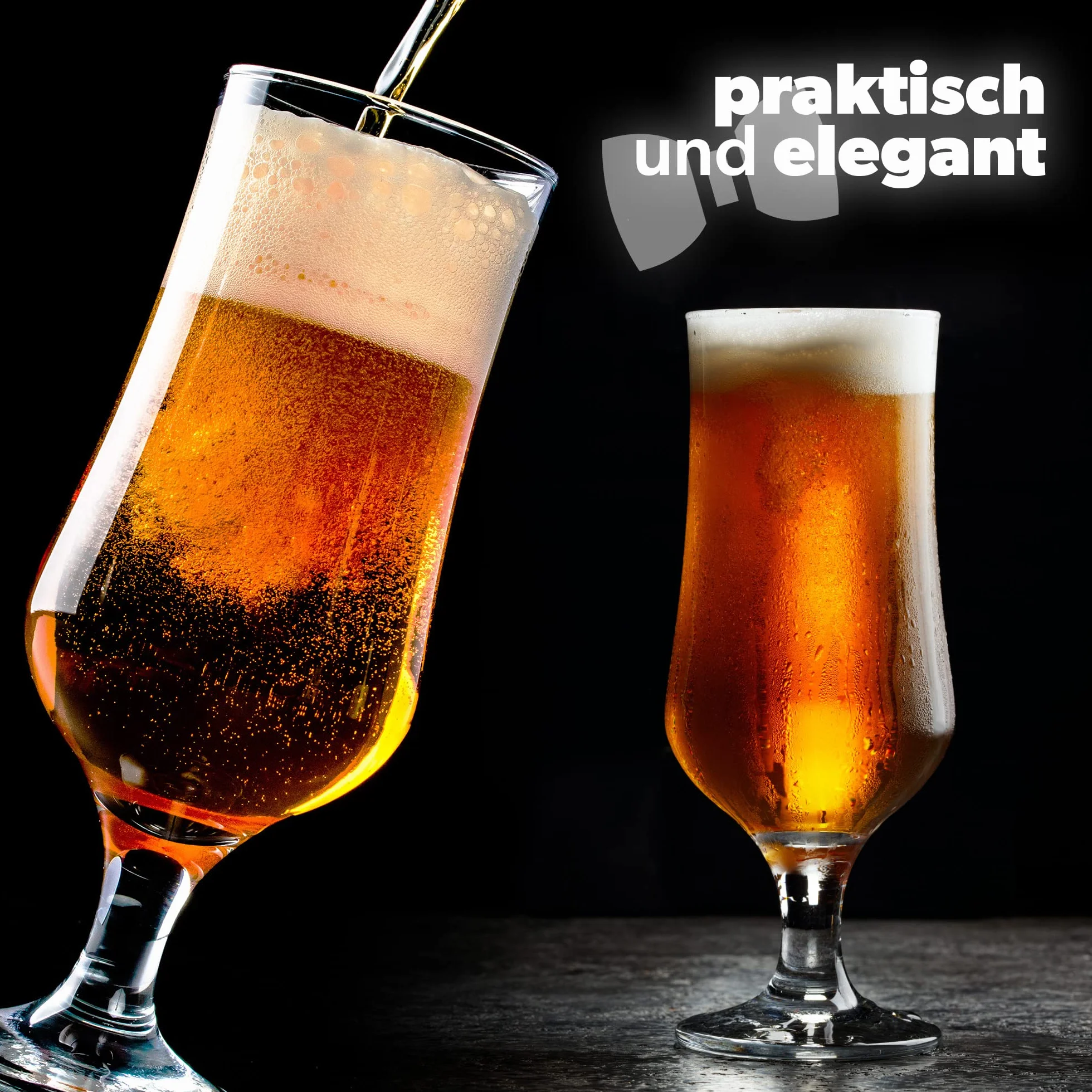 KADAX Zestaw 6 szt. Kufli 360 ml szklane na nóżce do wody soków koktajli