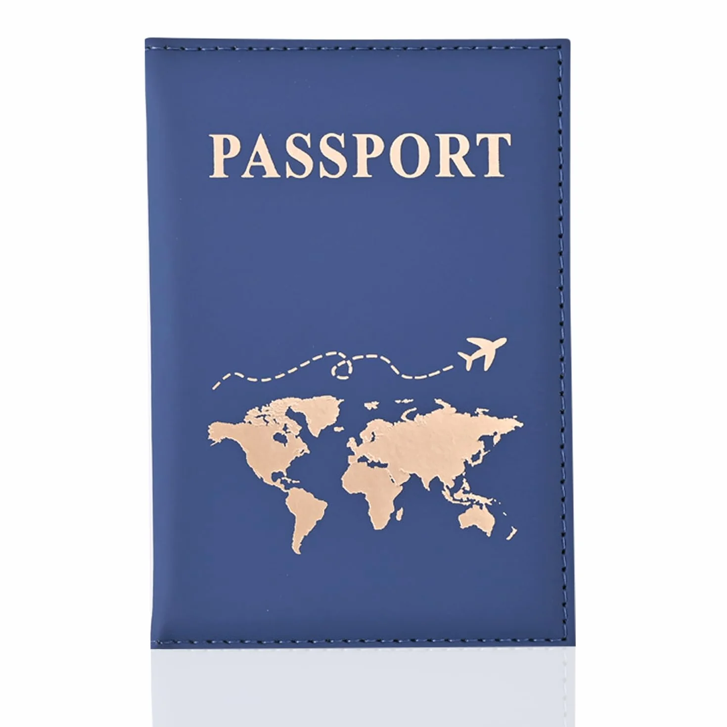 REEKNOKOL Skórzane etui na paszport, 2 szt. portfel podróżny na paszport, karty kredytowe, bilety, wizytówki, karty pokładowe, Ciemnoniebieski, S, Nowoczesny