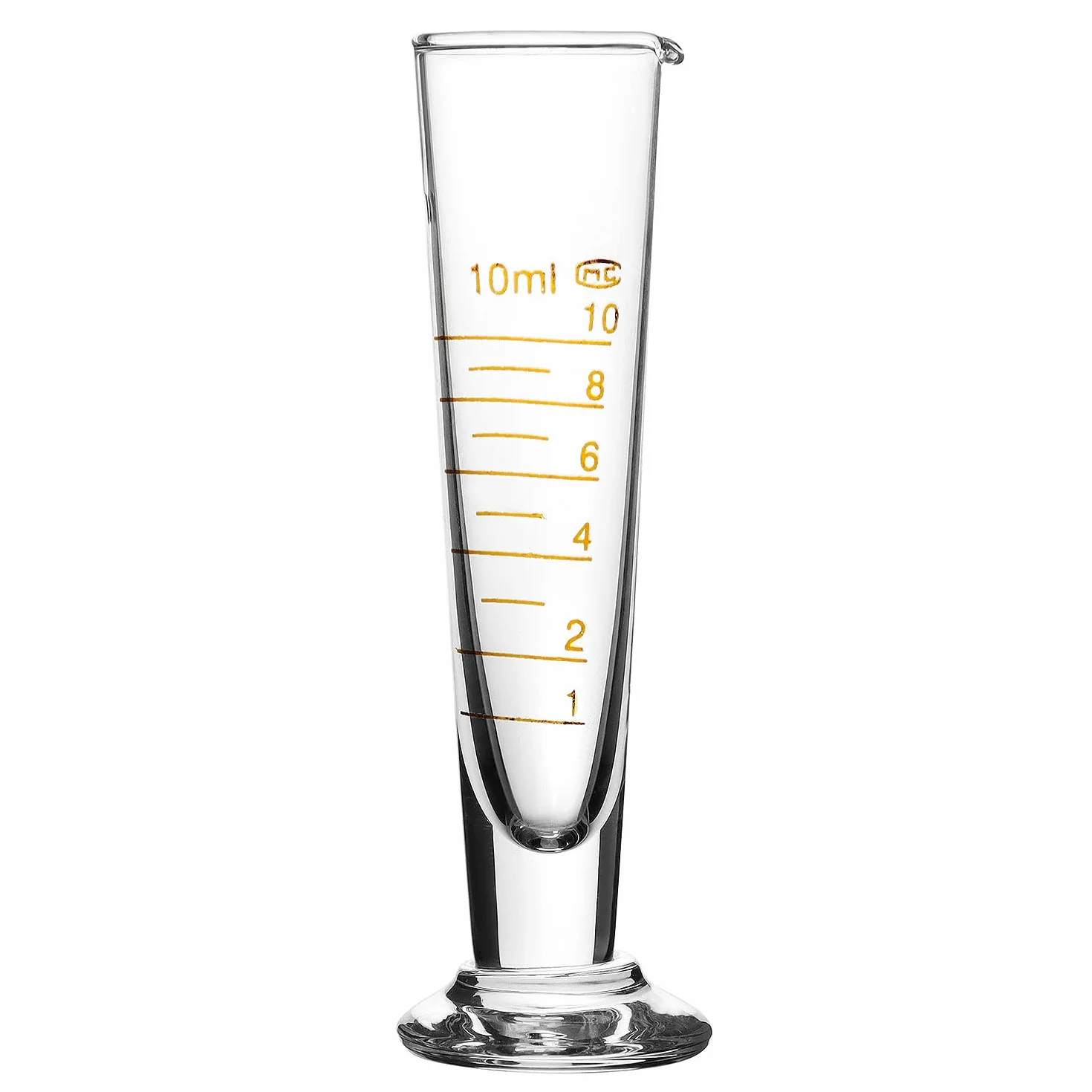 QWORK® Kubek z miarką, szklany cylinder ze szkła borokrzemowego o pojemności 10 ml, ze skalą o wysokiej precyzji