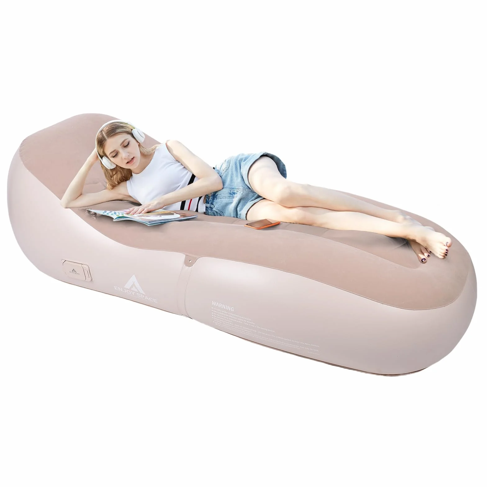 Nadmuchiwany Leżak Dmuchana Sofa z PVC Flokowanie Fotel Dmuchany Automatyczna Inflacja 150 kg 72,8 x 29,9 x