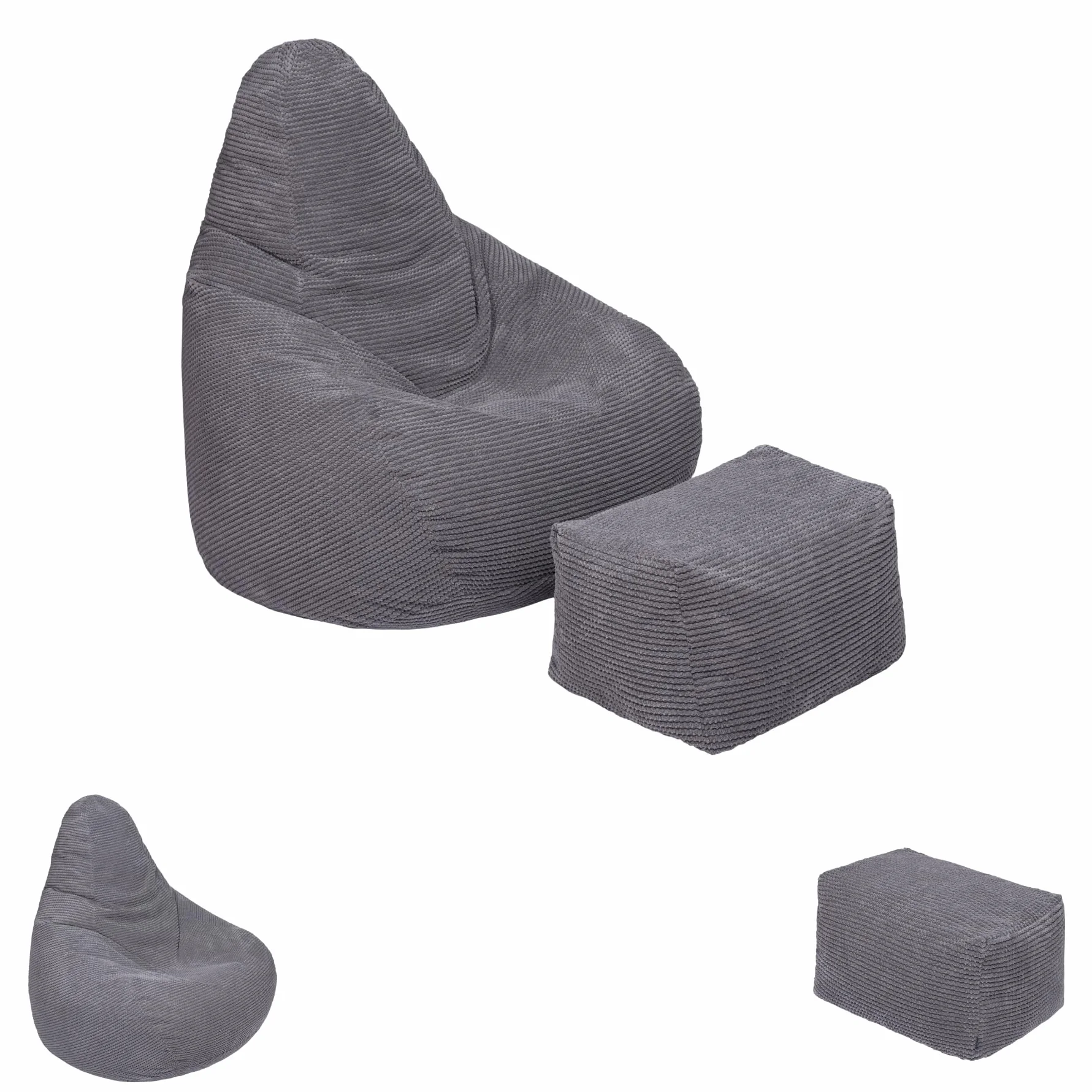 Loft 25 Krzesło do siedzenia z wysokim oparciem dla dorosłych, tkanina sztruksowa, do wewnątrz, do salonu, gamingowa, wewnętrzna wkładka, ergonomiczna konstrukcja dla wsparcia ciała (worek do