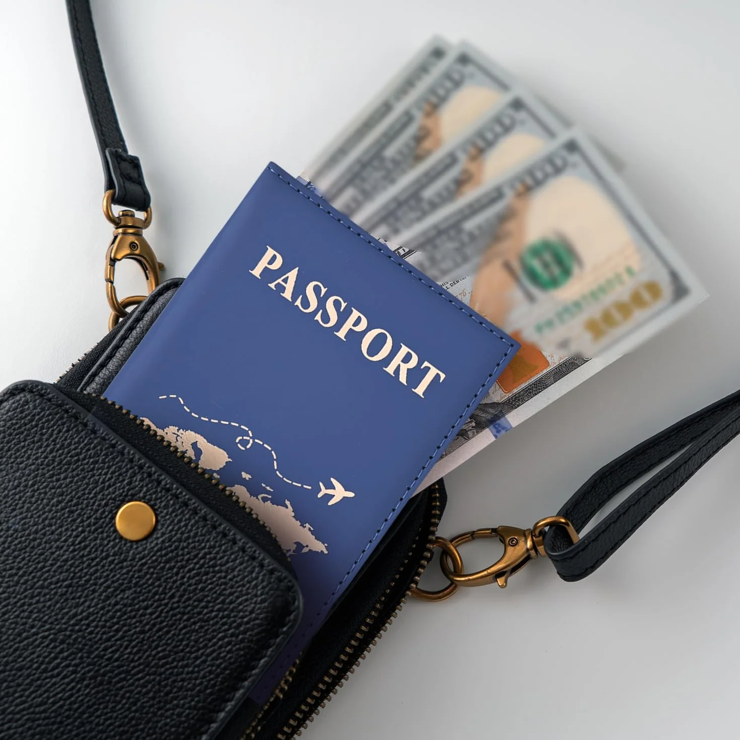 REEKNOKOL Skórzane etui na paszport, 2 szt. portfel podróżny na paszport, karty kredytowe, bilety, wizytówki, karty pokładowe, Ciemnoniebieski, S, Nowoczesny