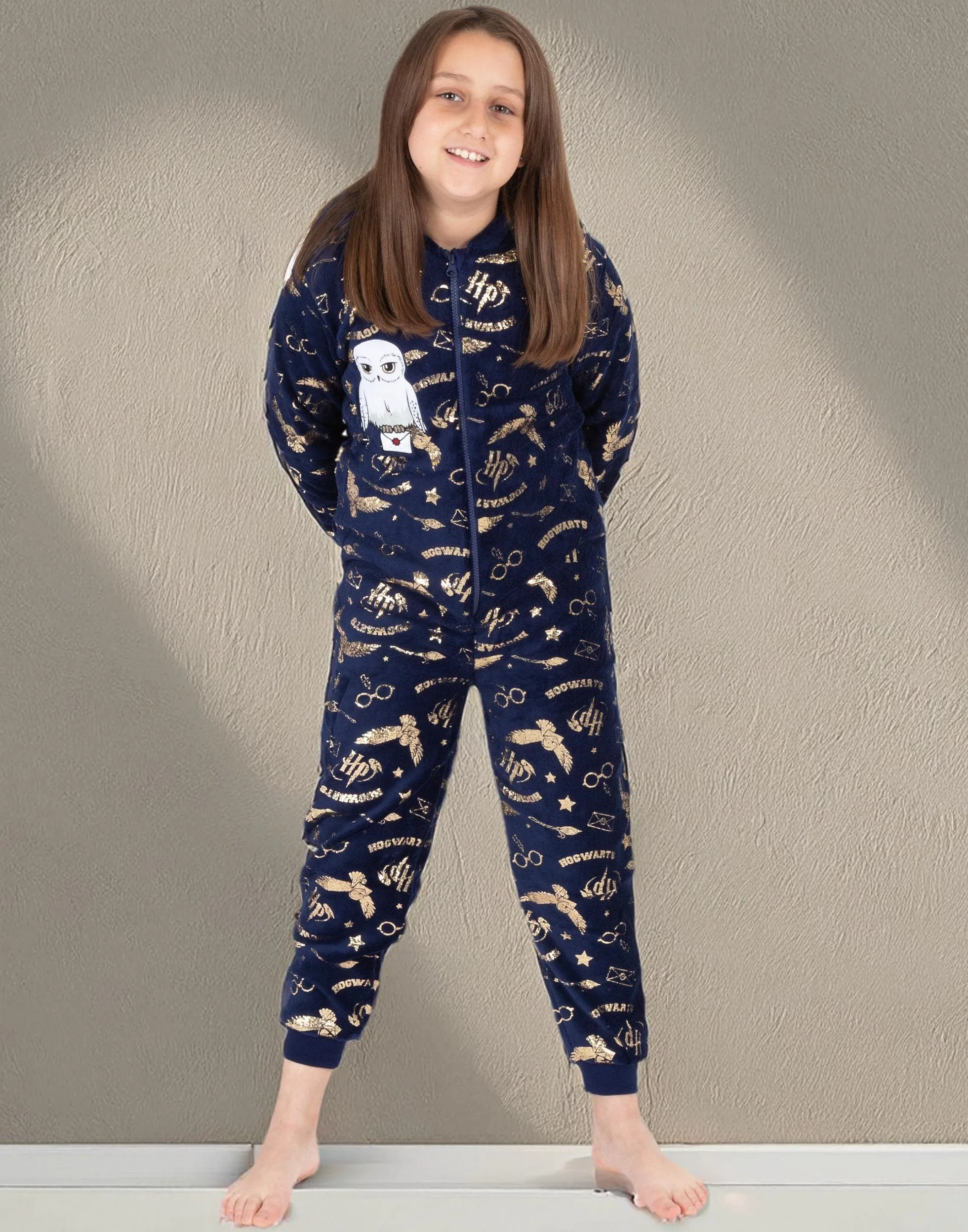 Harry Potter Onesie Dziewczyny Dzieci Hogwarts Hedwig WSZYSTKO W ONE PAJAMA