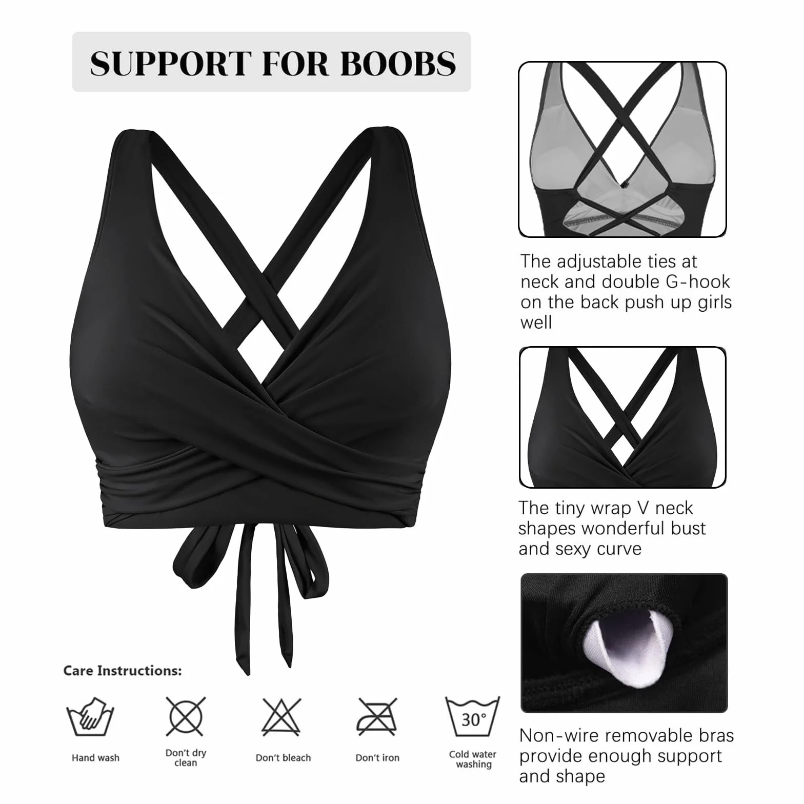 Damski top bikini strój kąpielowy szybkoschnący biustonosz sznurowany z tyłu