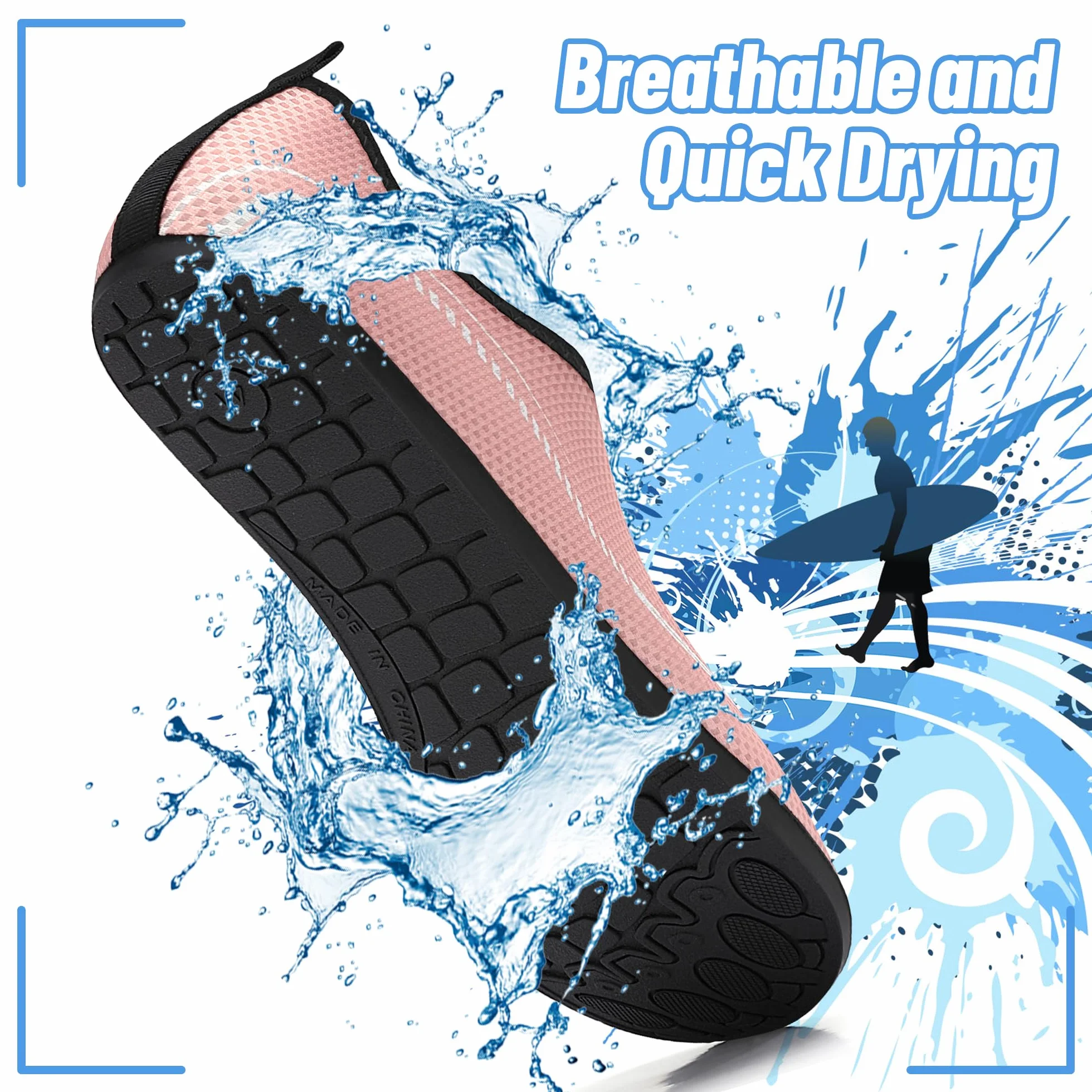 Buty do Wody Water Shoes Buty do SportóW Wodnych Lekkie Buty do PłYwania Buty PlażOwe Buty do Jogi Buty do Surfowania dla Kobiet I MężCzyzn.Różowy, 40EU