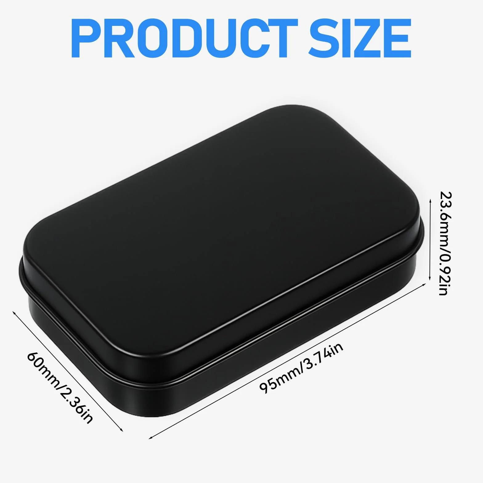 Metalowe prostokątne pudełko blaszane z pokrywką 9,5x6x2,1 cm czarne