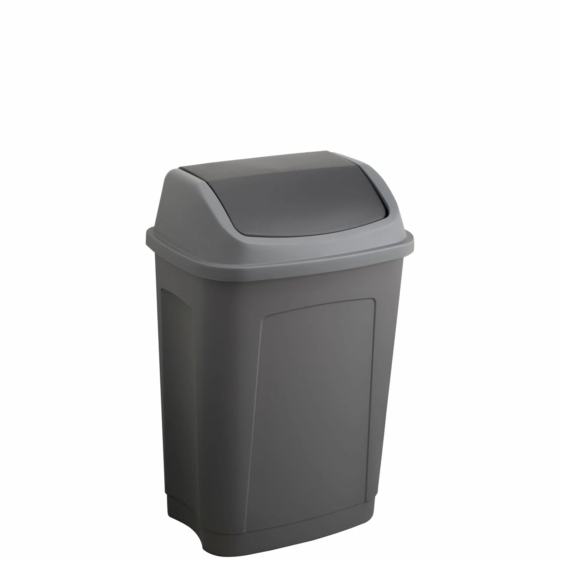 SUNDIS Swing kosz z pokrywką przechylaną prostokątny, szary i czarny, plastik z recyklingu, do kuchni, biura, pralni, warsztatu, łazienki, 25 l