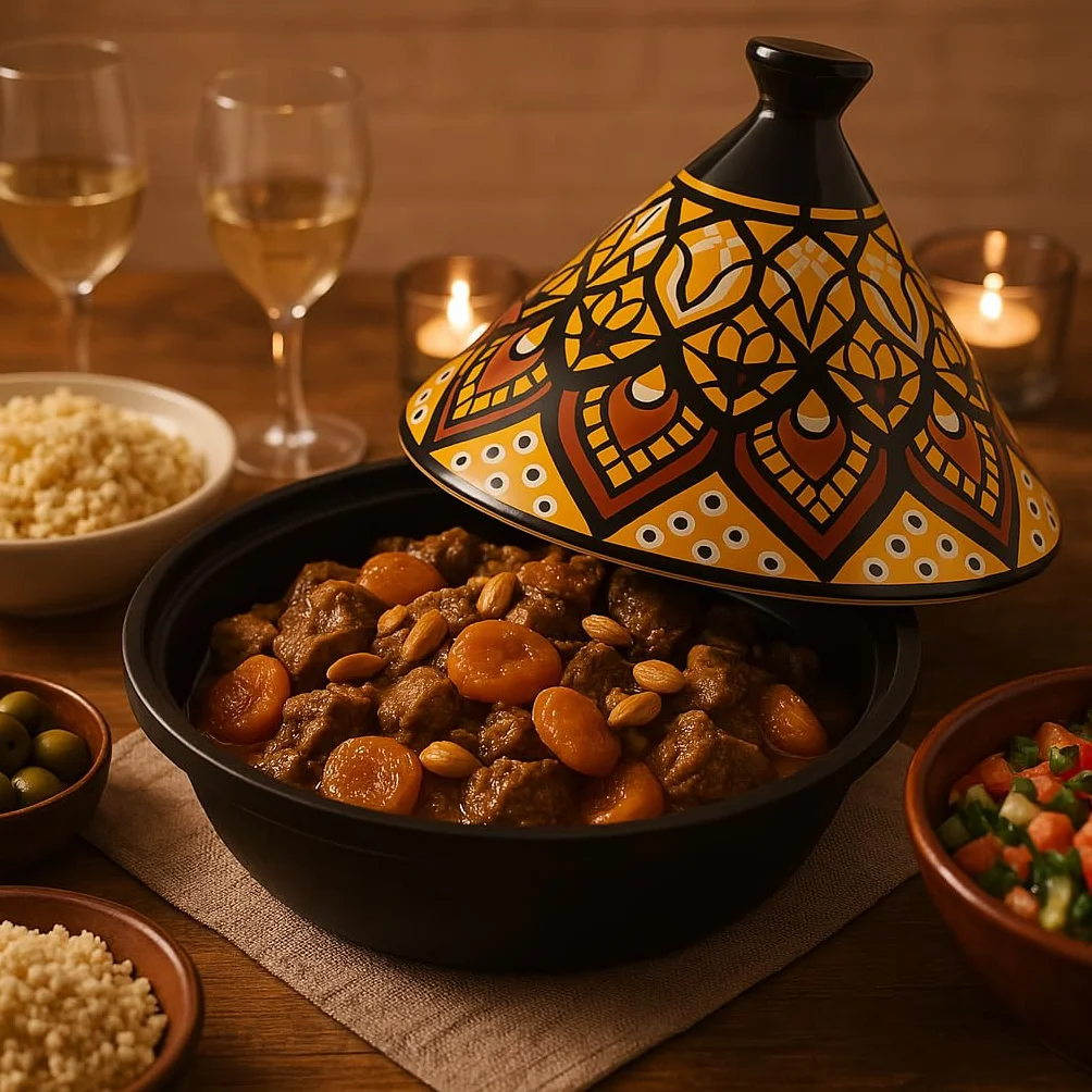 Tajine indukcja ceramika stal nierdzewna żółta 30,20 x 30,20 x 23 cm